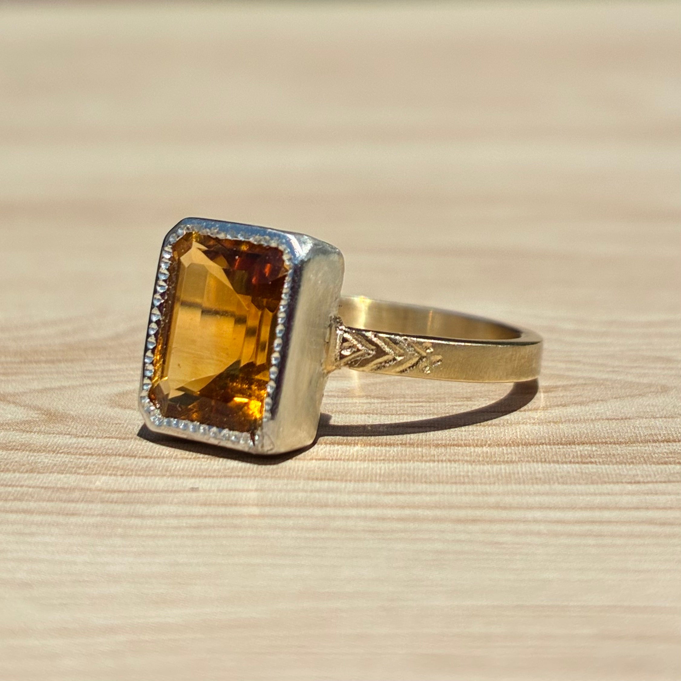 Vintage Citrine Bezel Ring