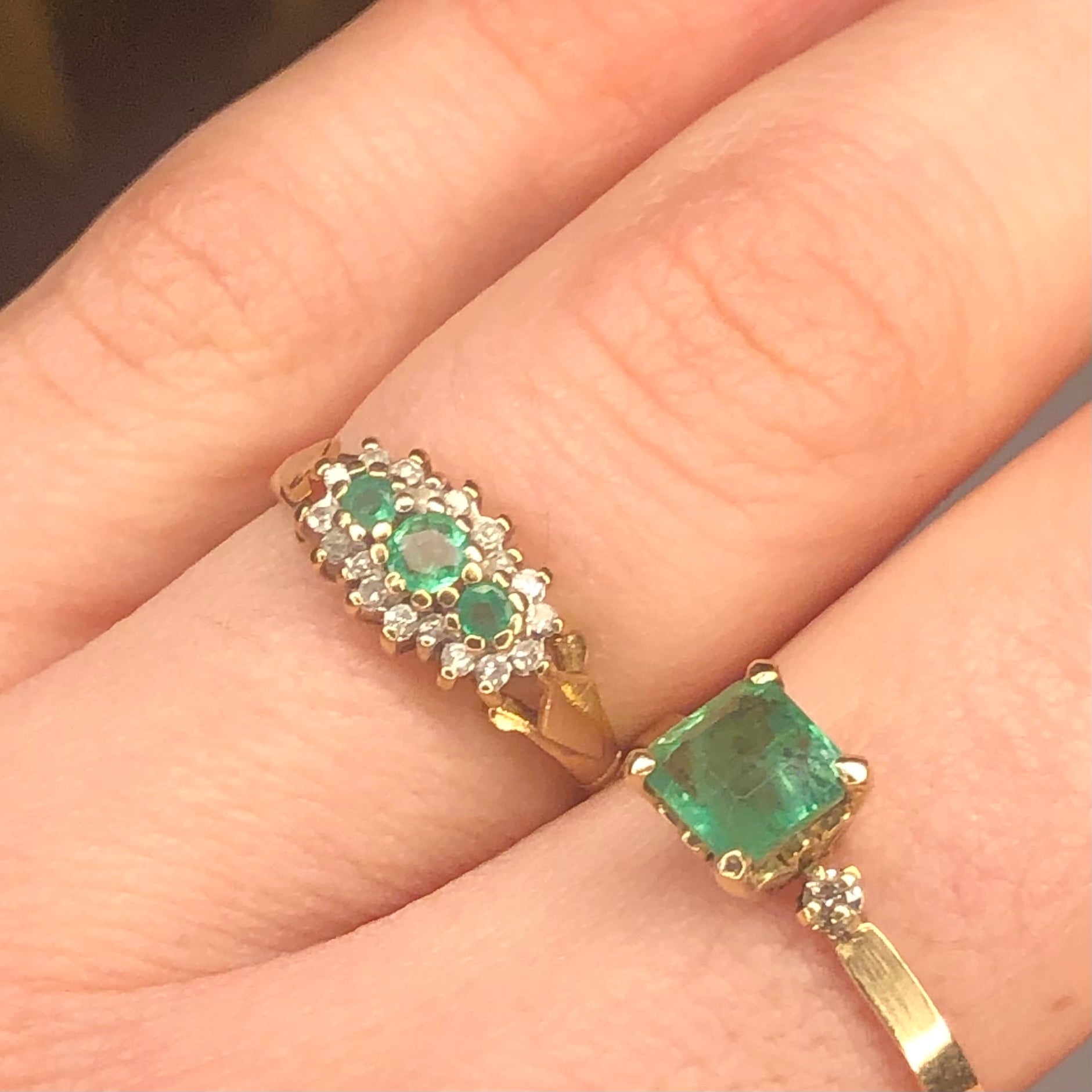 Vintage Emerald and Diamond Trio Ring