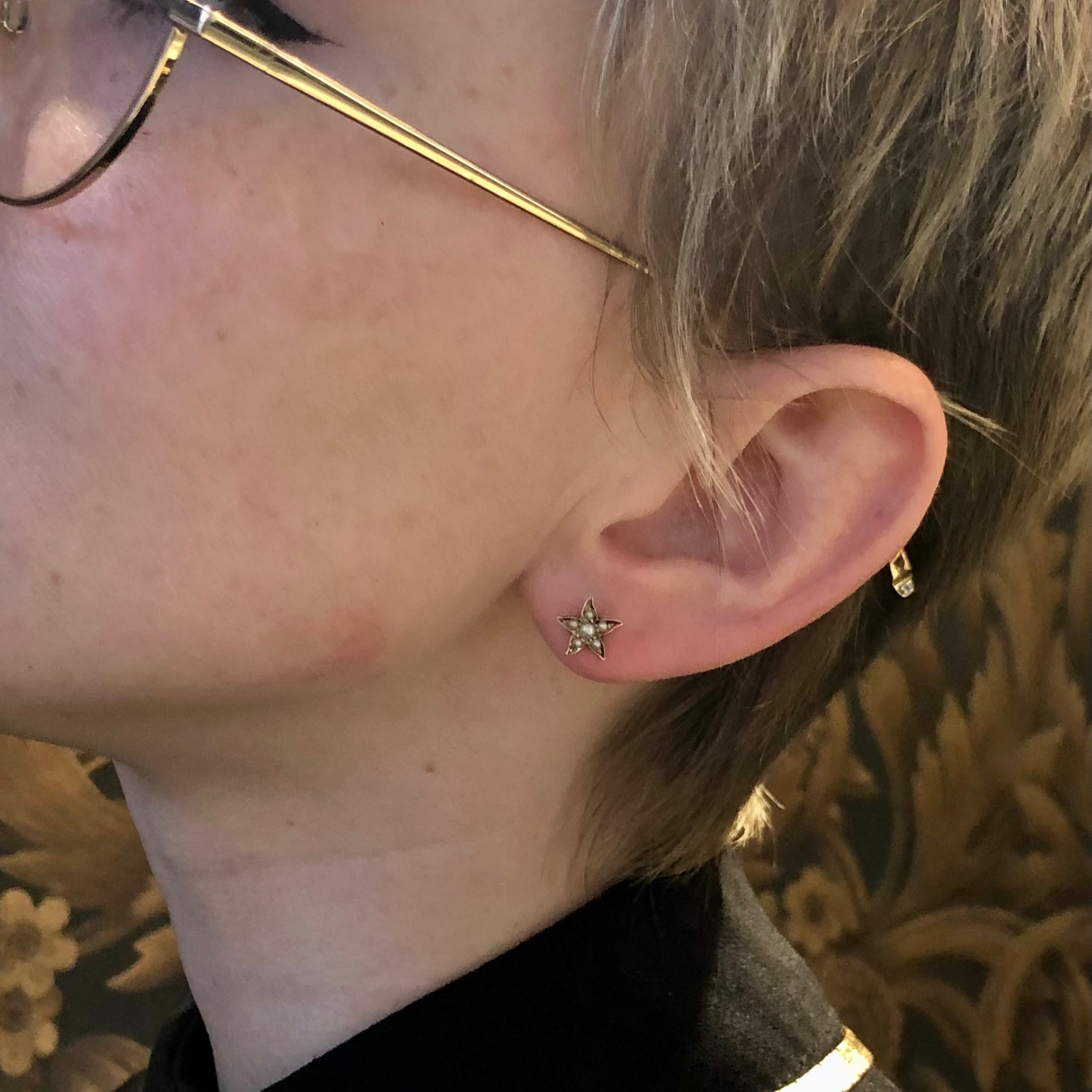 Victorian 14k Star Pearl Studs