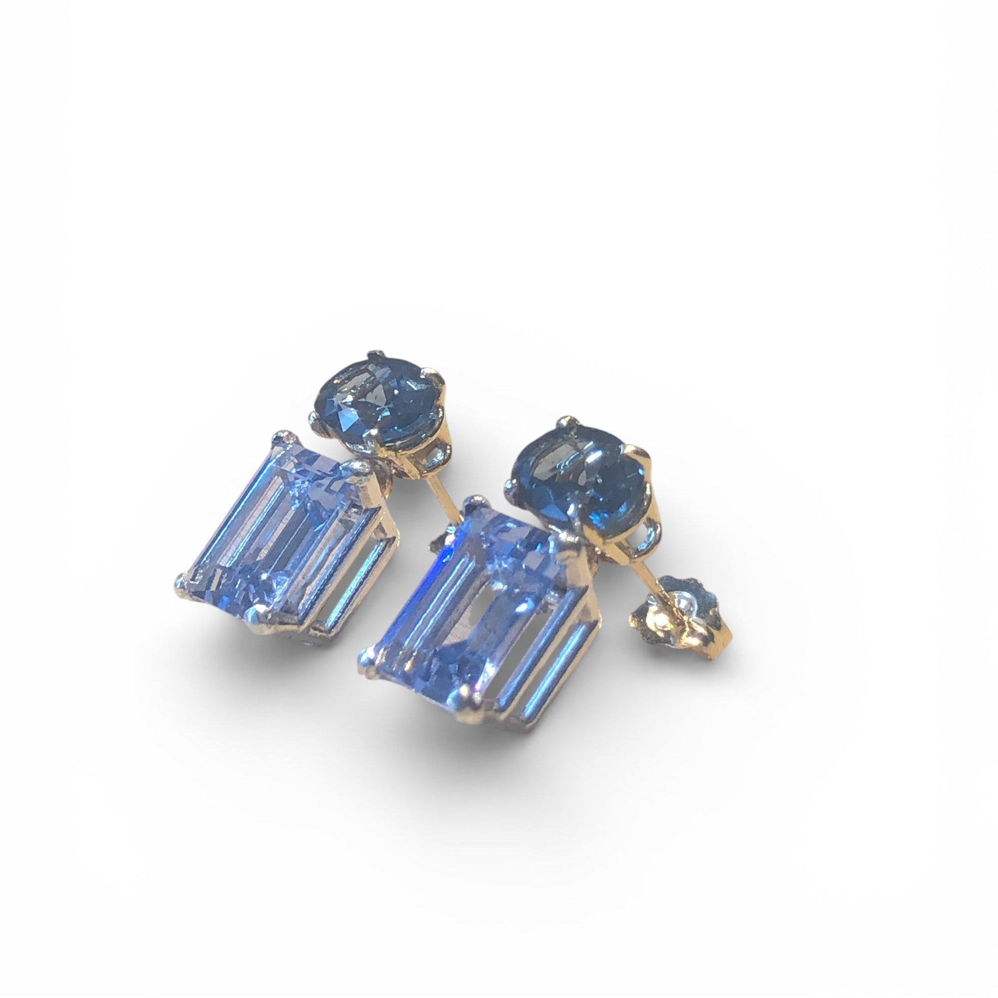 14k Mixed Metal Double Gem Earrings