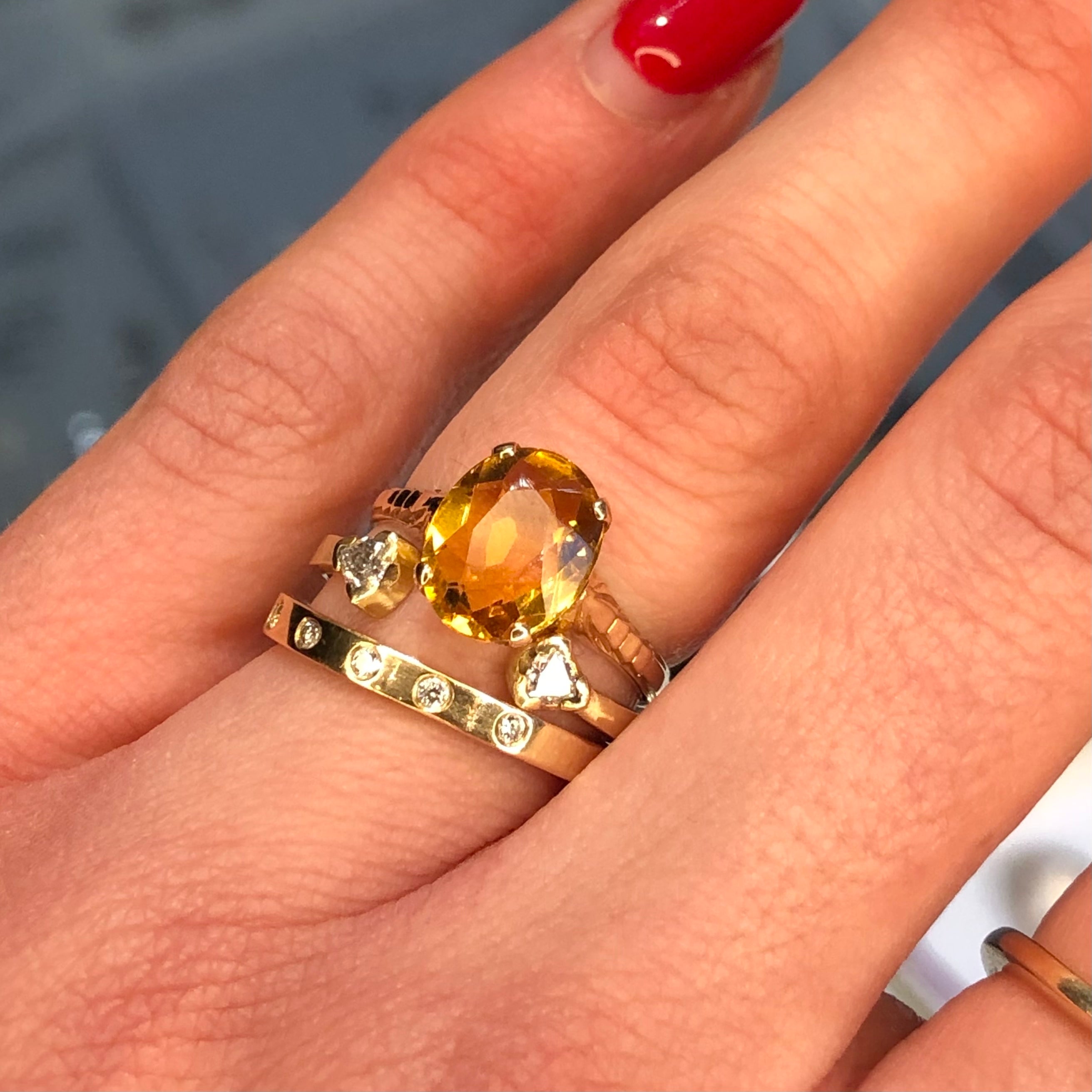 Antique Art Deco Engraved Citrine Ring