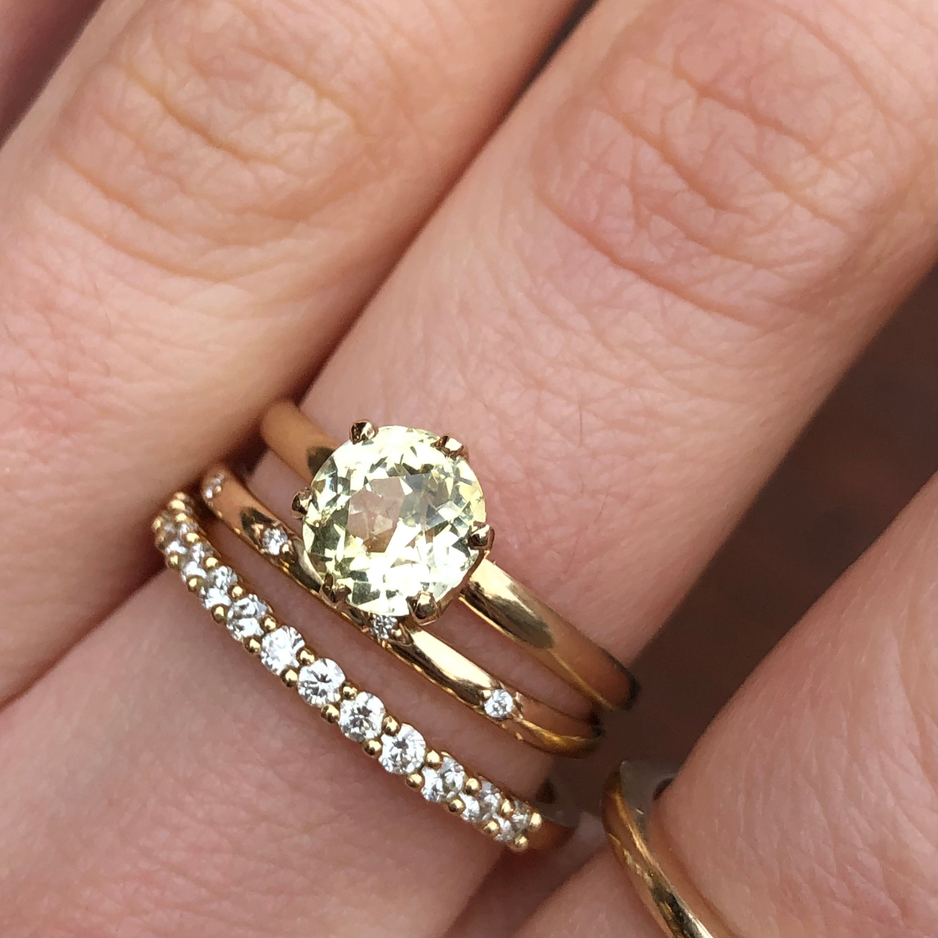 Antique Old Euro Cut Yellow Sapphire Solitaire Ring