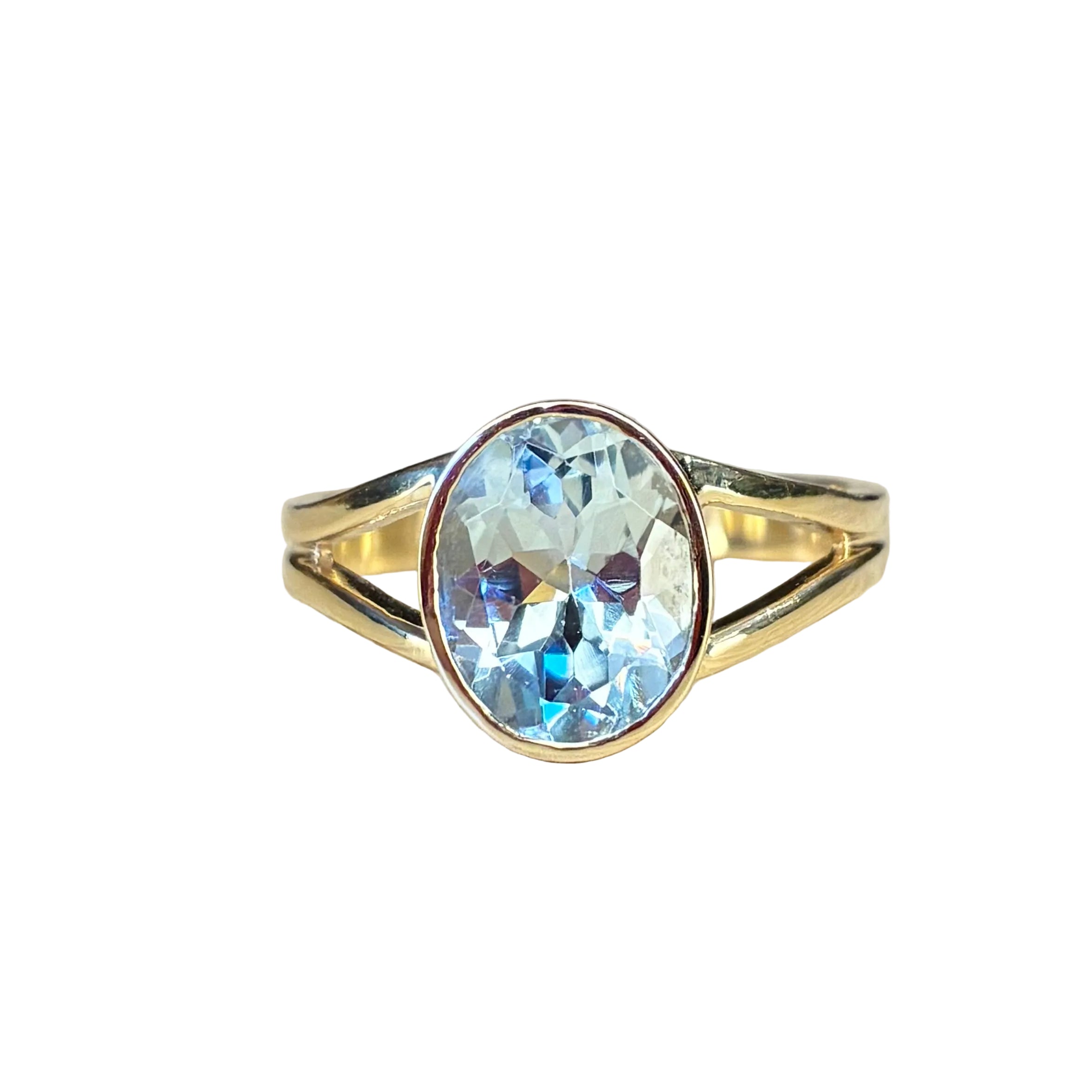Aquamarine Bezel Split Shank