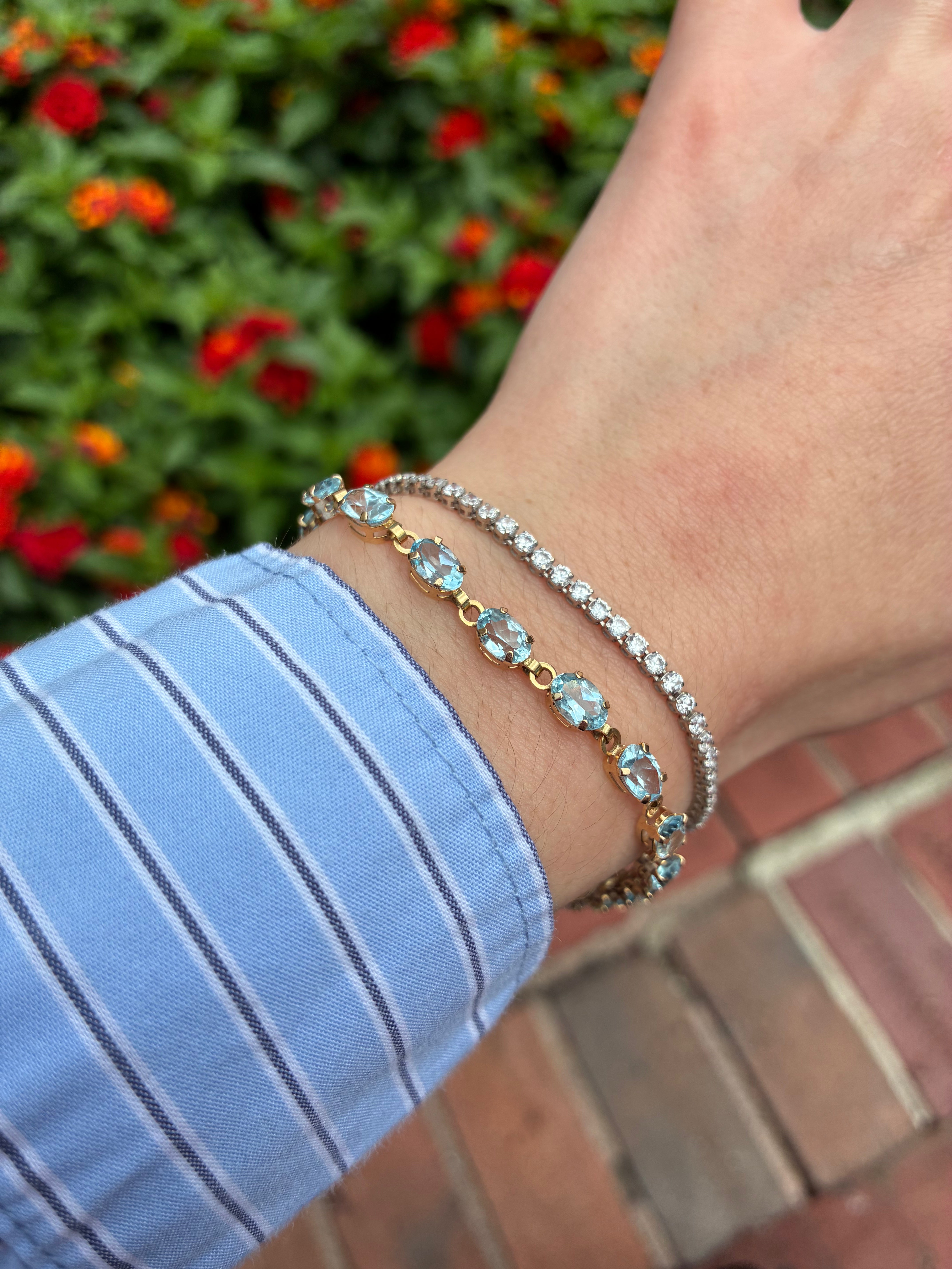 Vintage Blue Topaz Tennis Bracelet