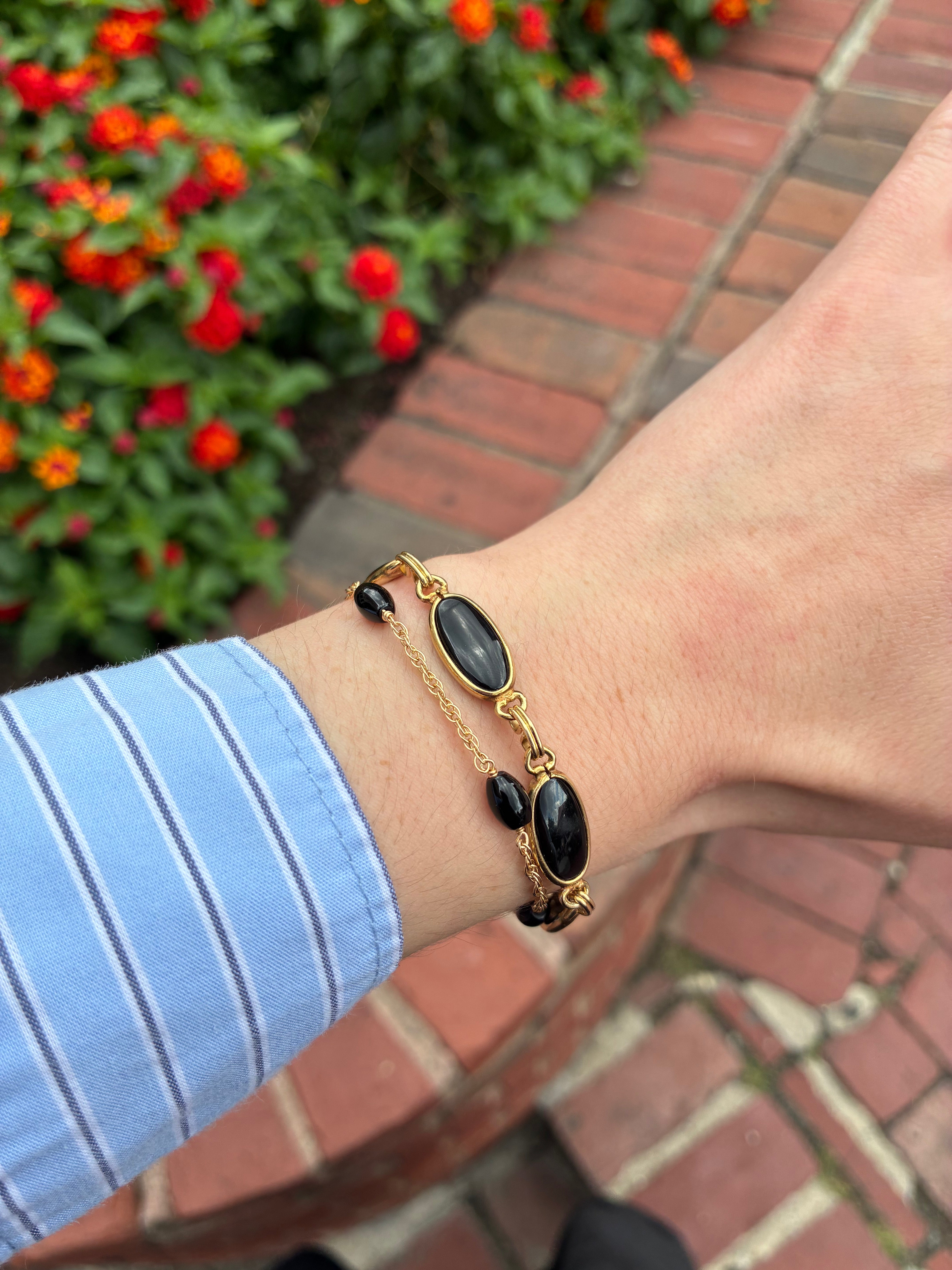 Vintage Onyx Link Bracelet