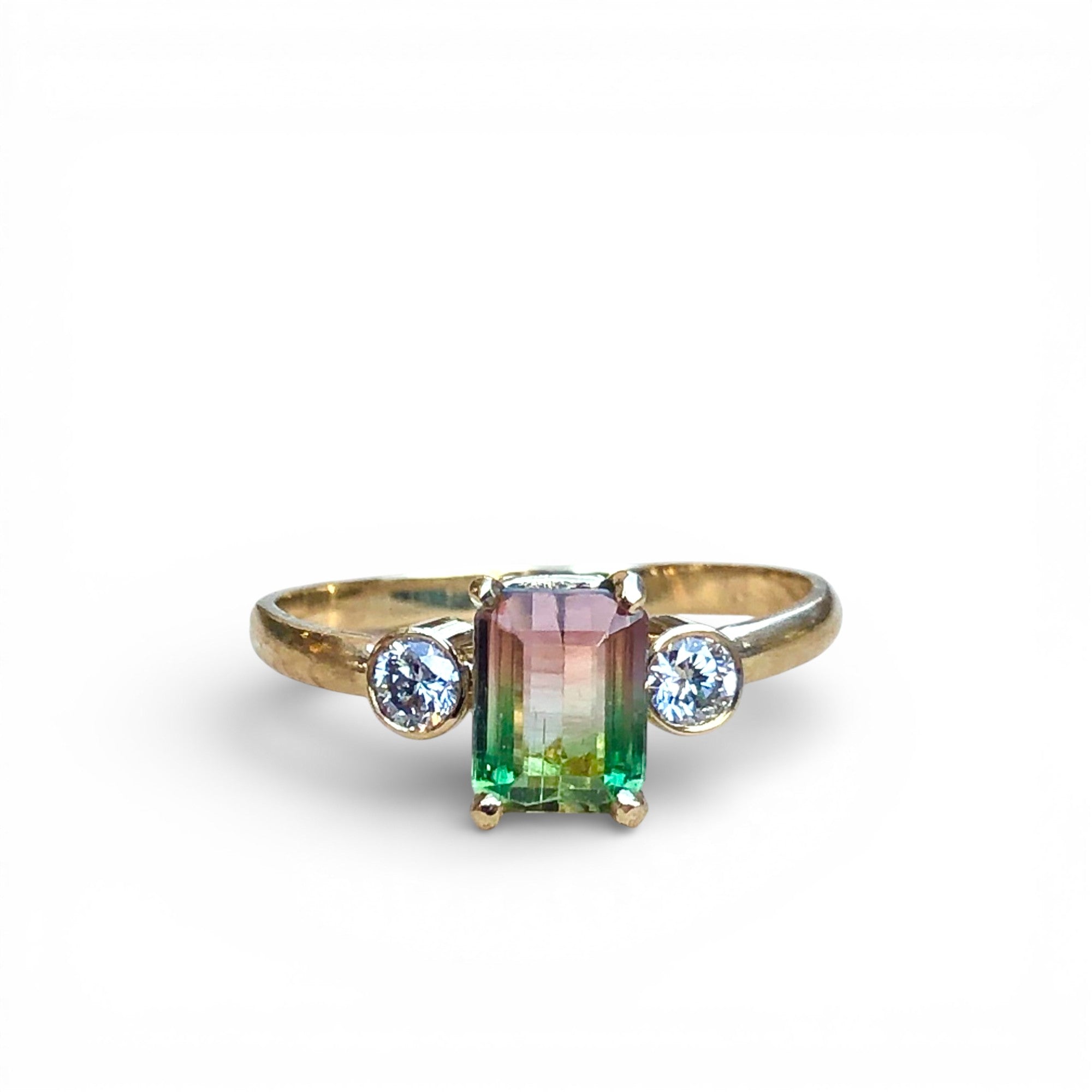 Watermelon Tourmaline Trio Ring