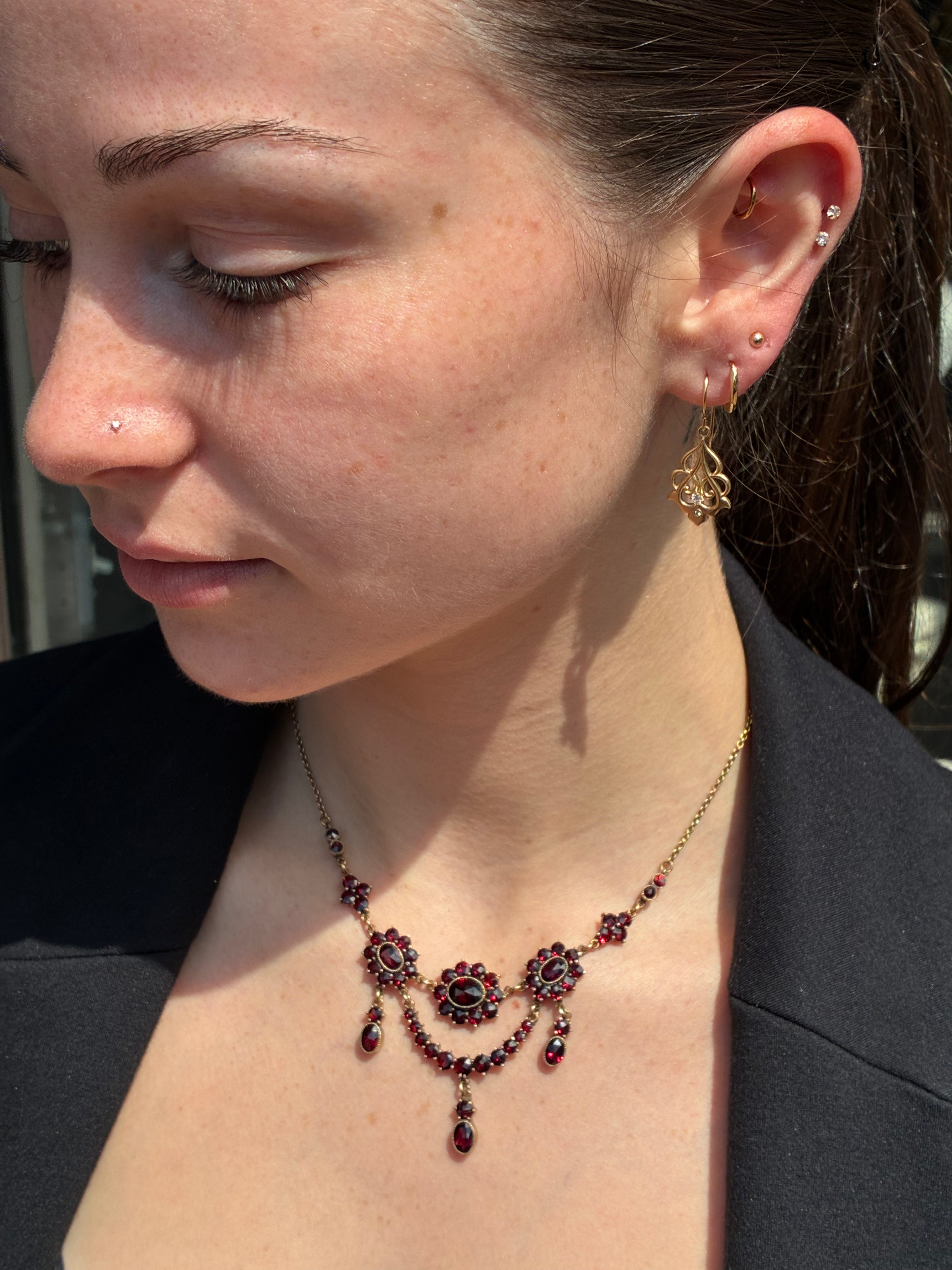 Antique Art Deco Garnet Statement Necklace