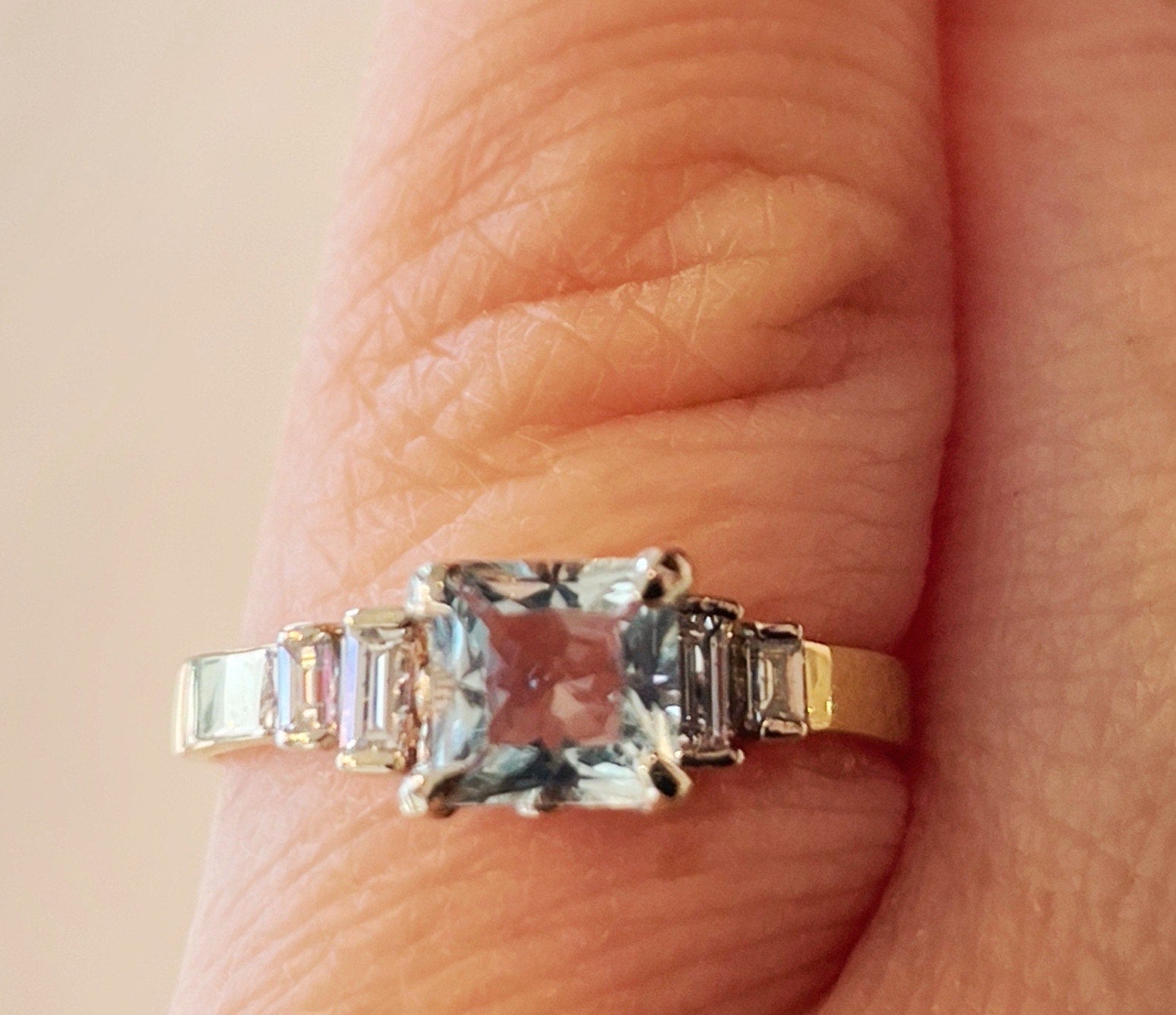 Princess Cut Aquamarine Ring
