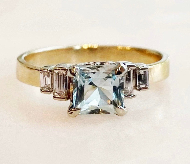 Princess Cut Aquamarine Ring