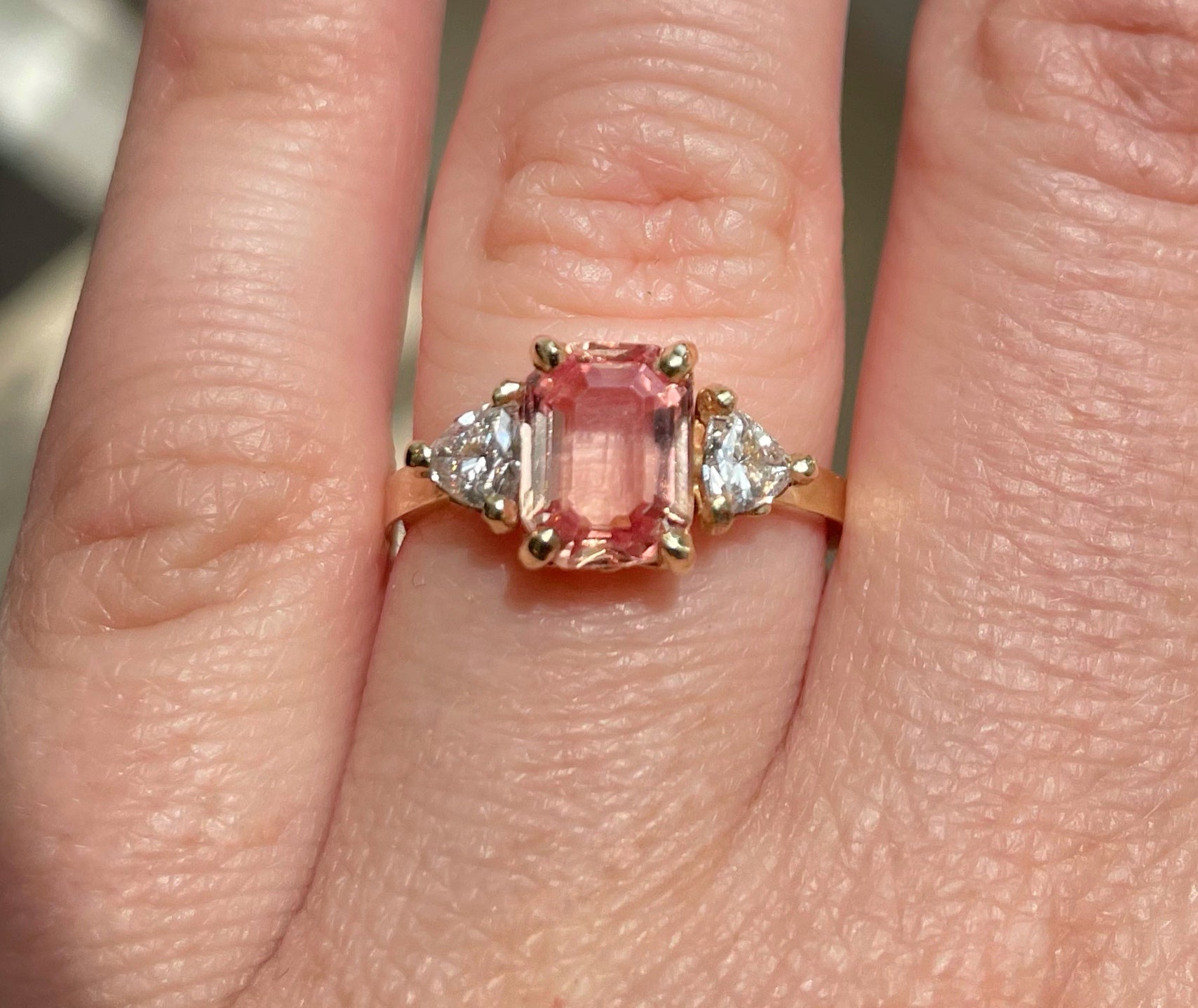 Sapphire and Trillion Diamond Ring