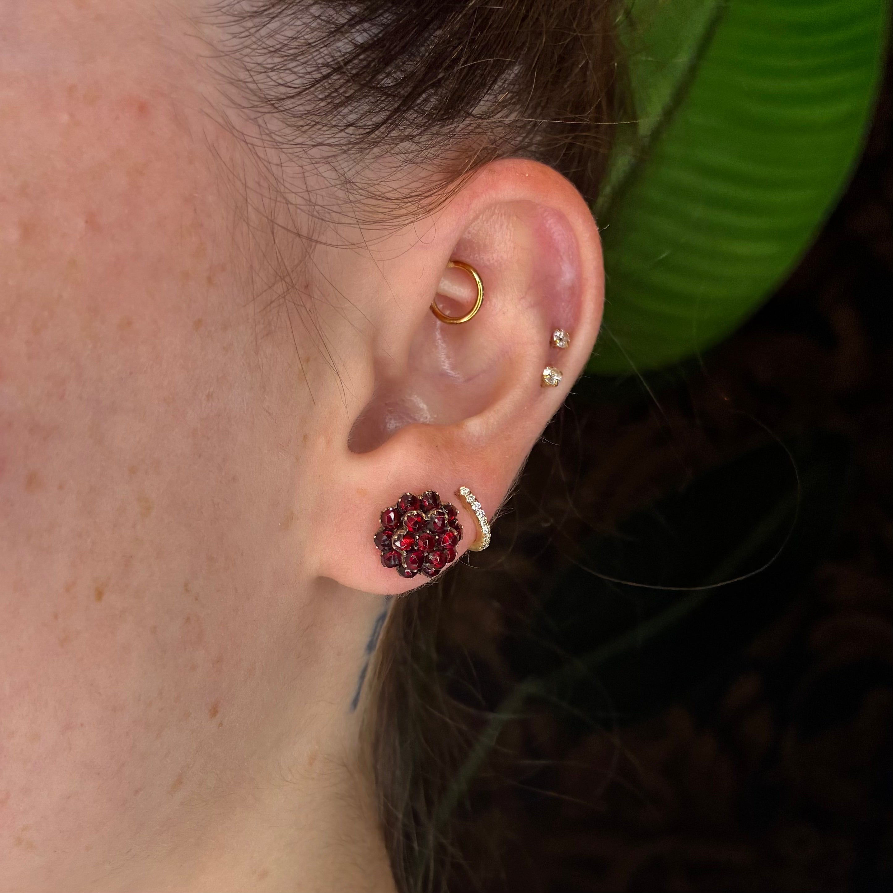 Bohemian Garnet Flower Studs