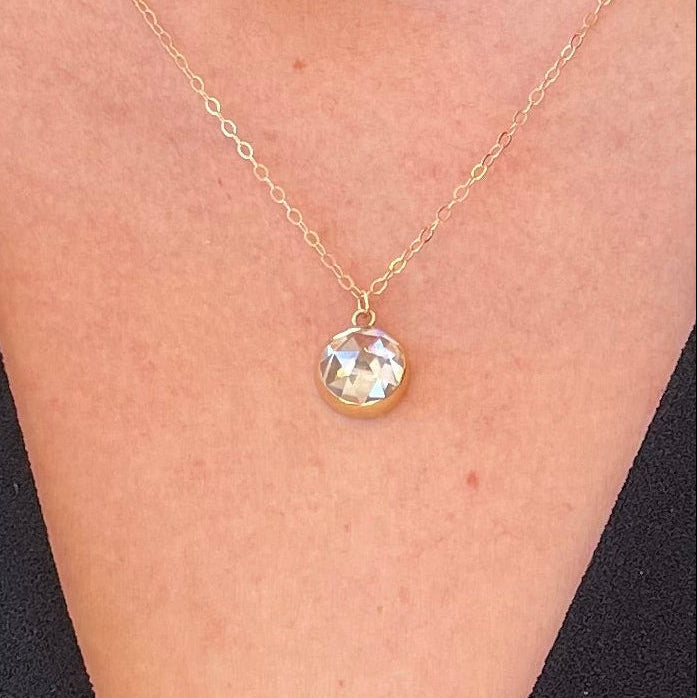 14k Rose Cut Moissanite Necklace