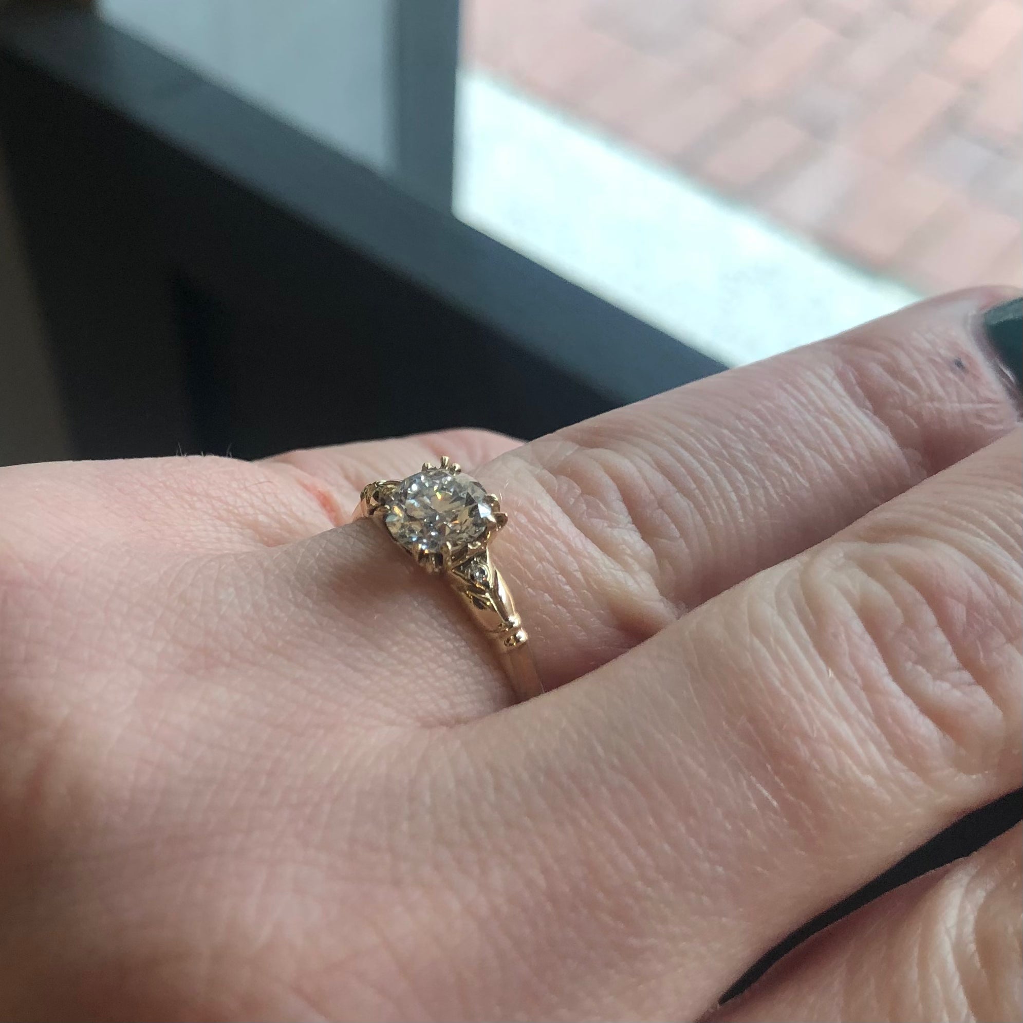 Antique Tulip Lab Diamond Ring