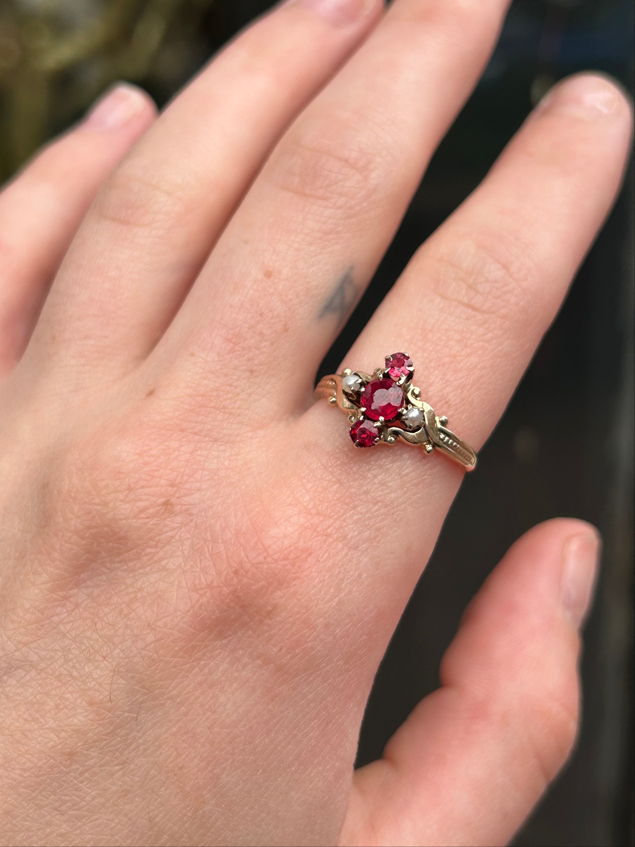 Antique Ruby and Pearl Ring