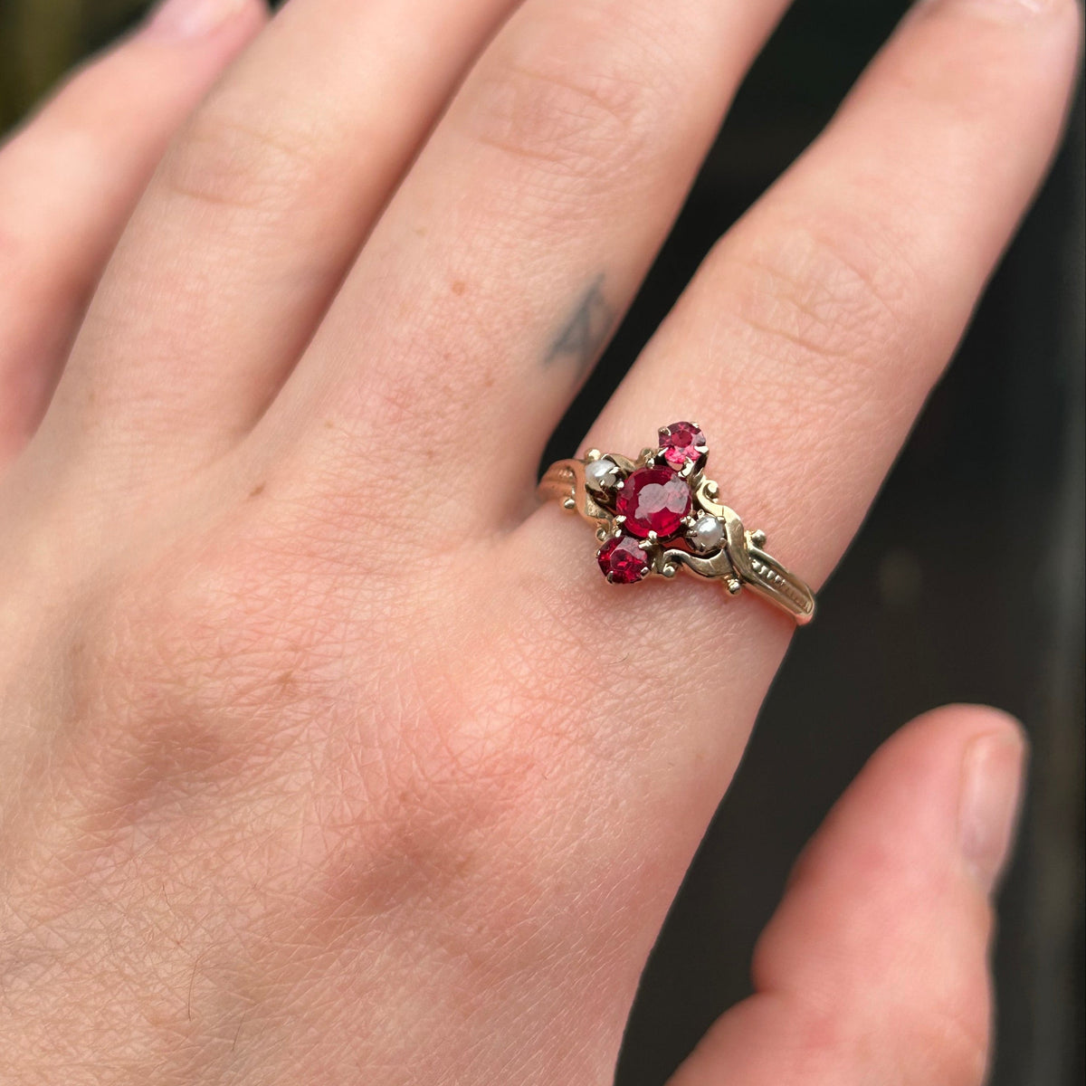 Antique Ruby and Pearl Ring