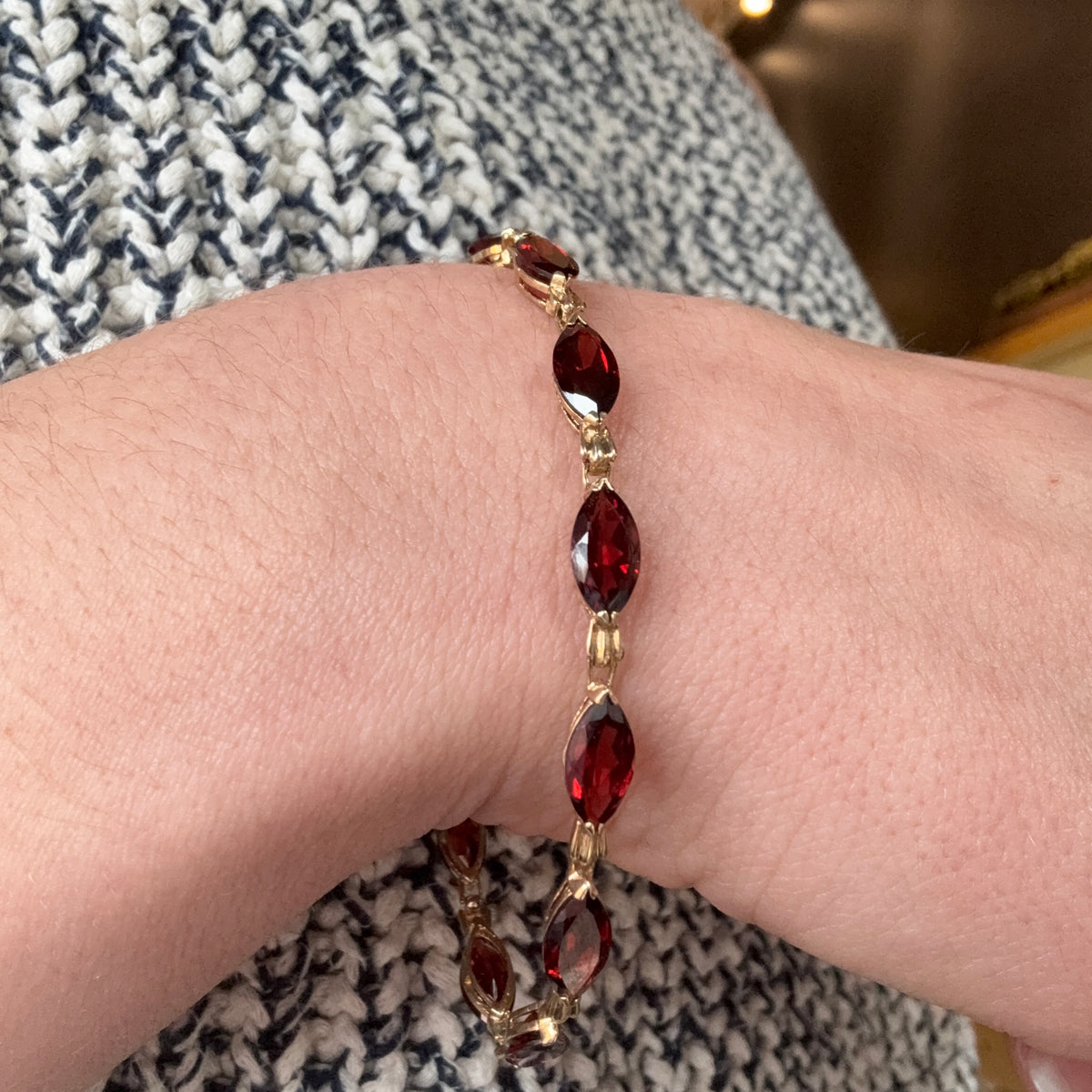 Vintage 10k Marquise Garnet Bracelet