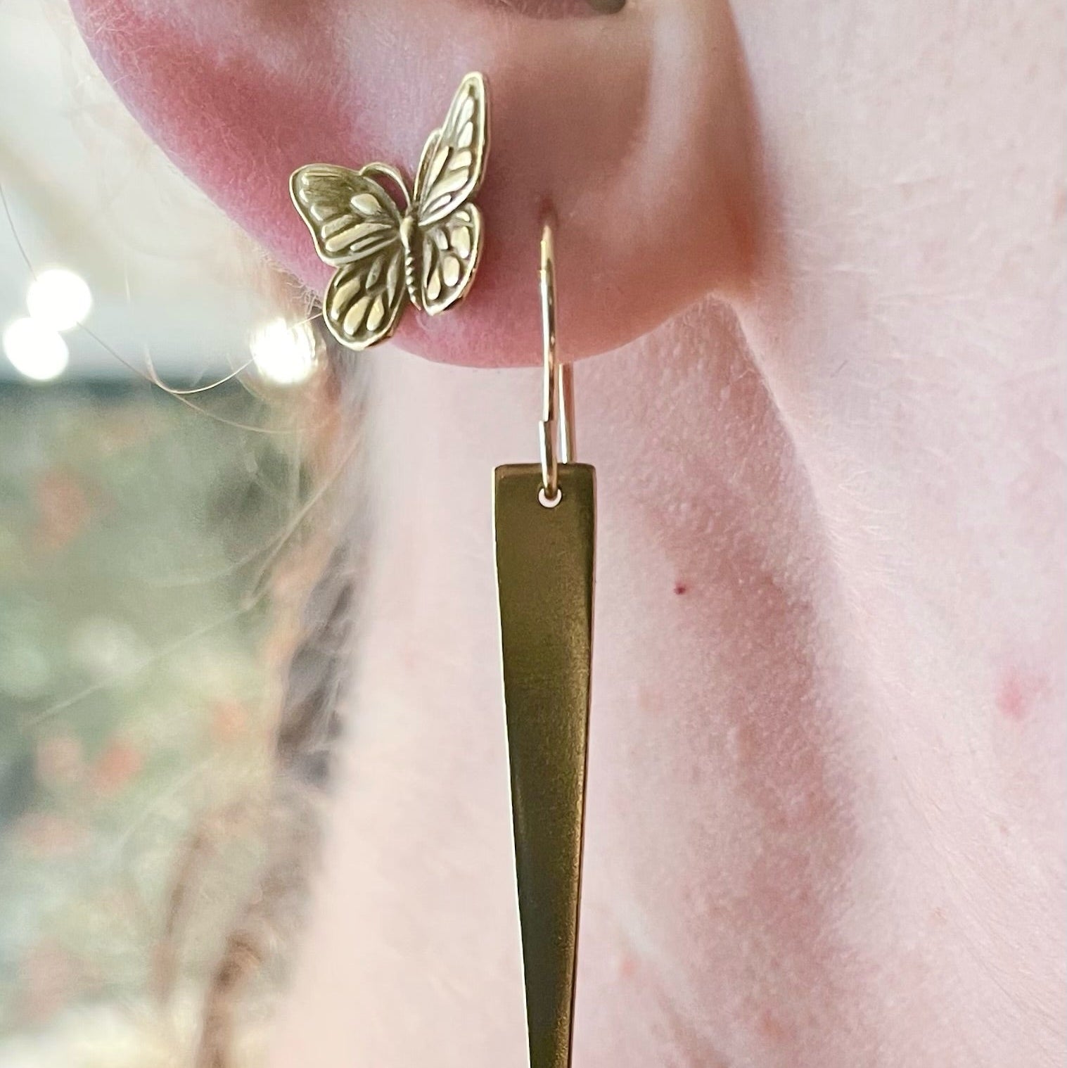 Rebekah brooks jewelry, jewelry, earrings, butterfly earrings, stud earrings, gold earrings, gold butterfly earrings, gold stud earrings, nature earrings, charm earrings