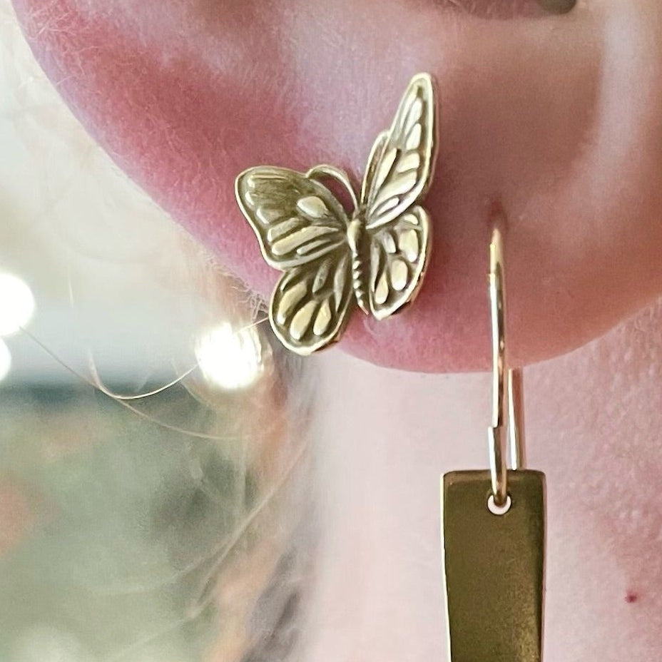 Rebekah brooks jewelry, jewelry, earrings, butterfly earrings, stud earrings, gold earrings, gold butterfly earrings, gold stud earrings, nature earrings, charm earrings