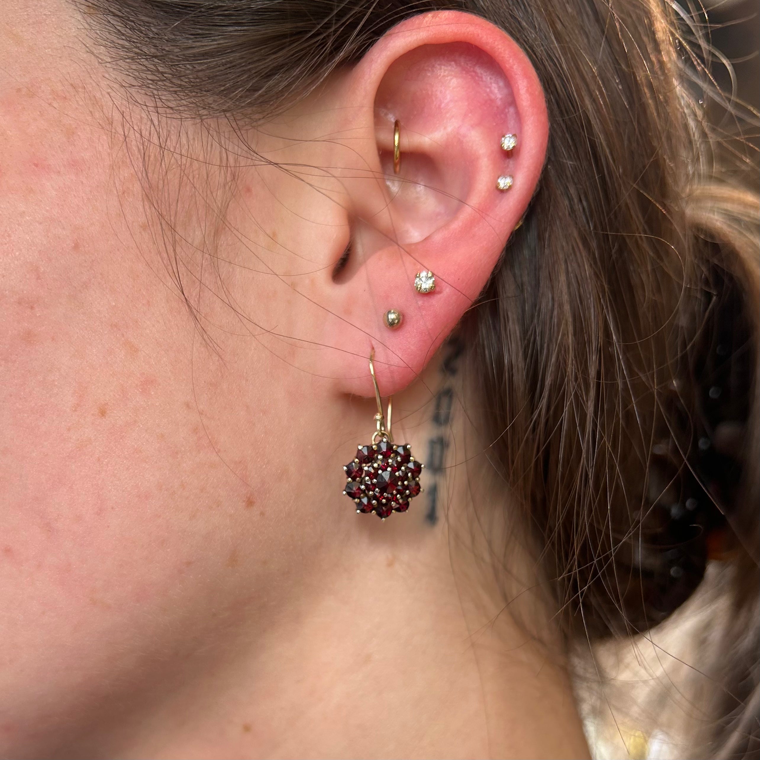 Bohemian Garnet Flower Drops