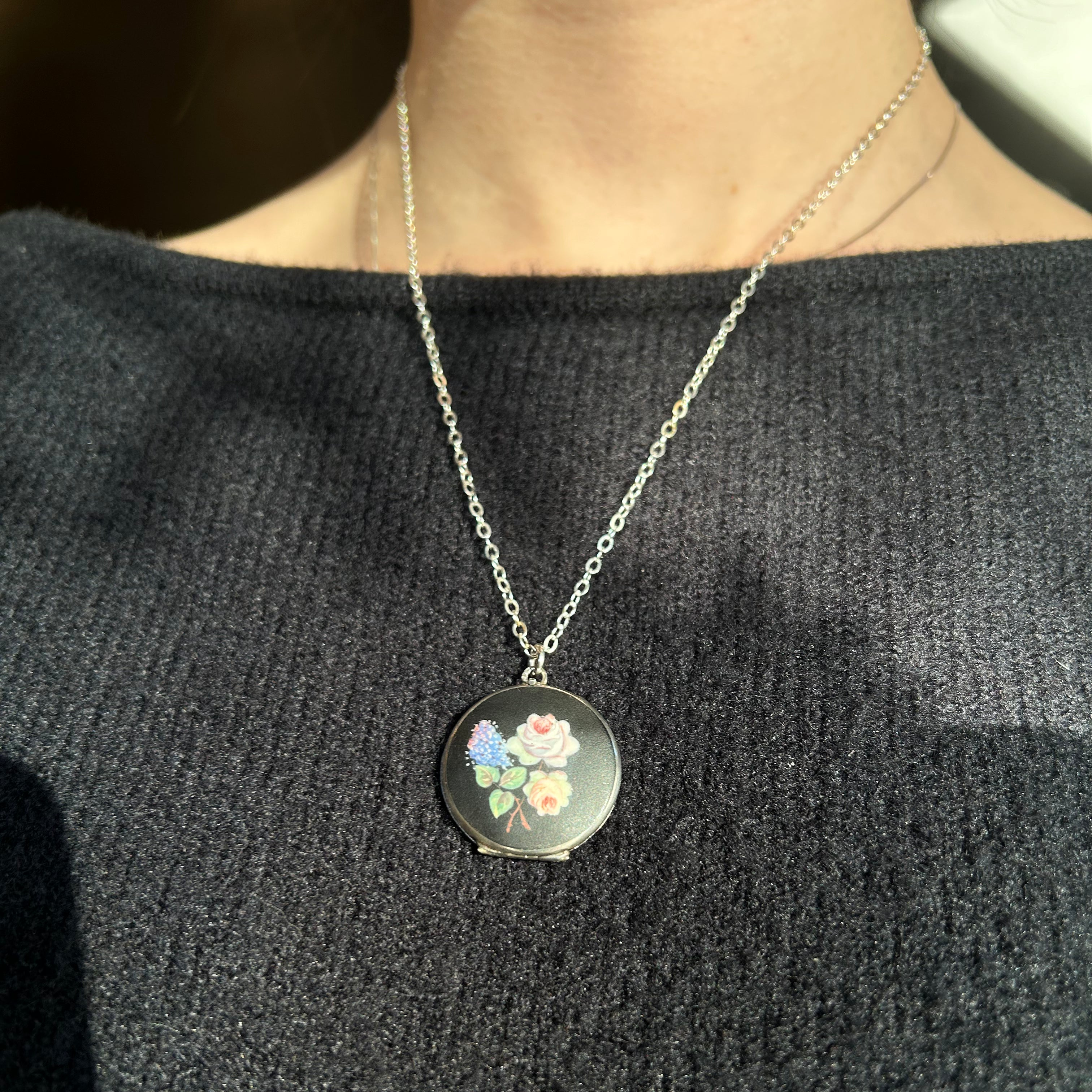 Vintage Enamel Sterling Silver Locket