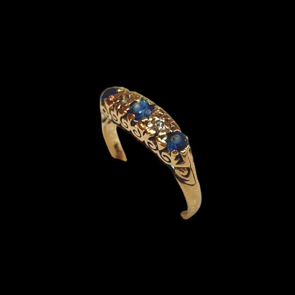 Victorian 14k Sapphire and Diamond Ring