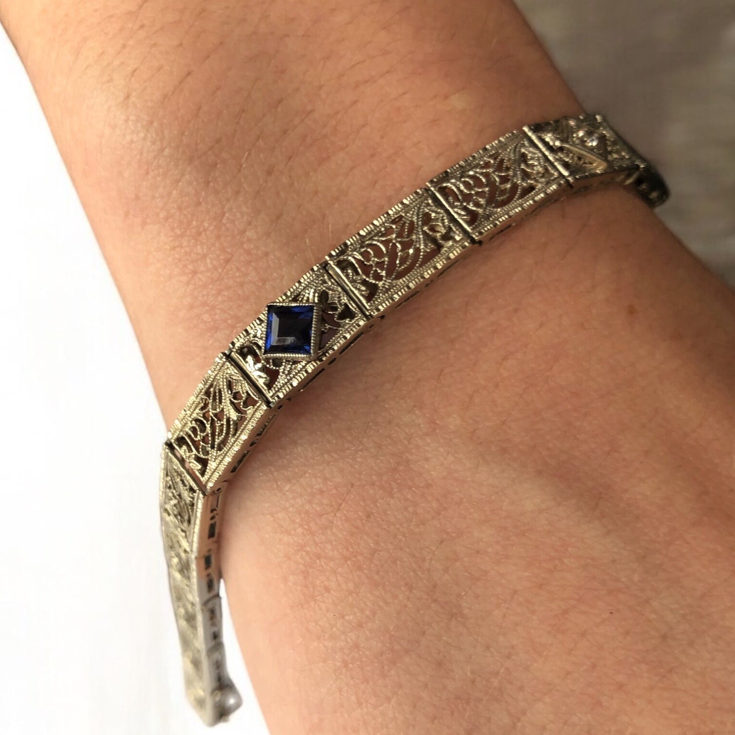 Antique Cannetille Sapphire and Diamond Bracelet