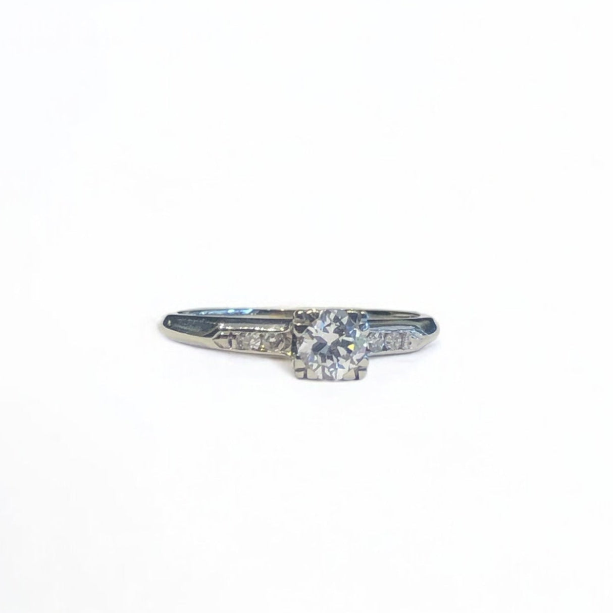 Antique Art Deco Accented Solitaire Engagement Ring