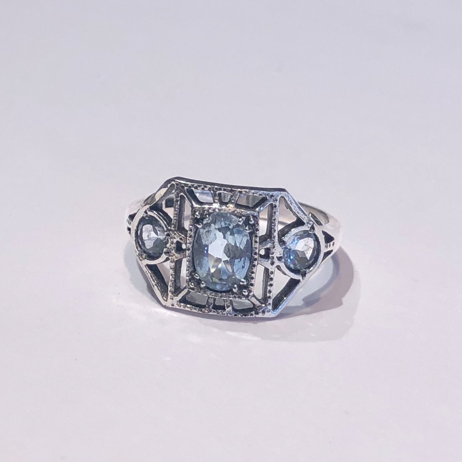 Vintage Sterling Silver Aquamarine Ring