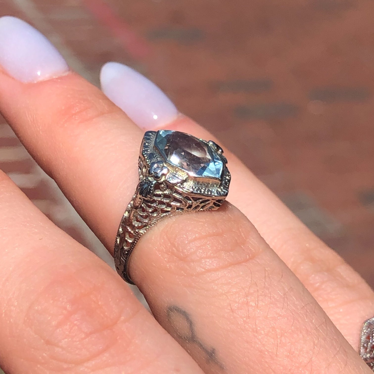 Antique Aquamarine Art Deco Ring