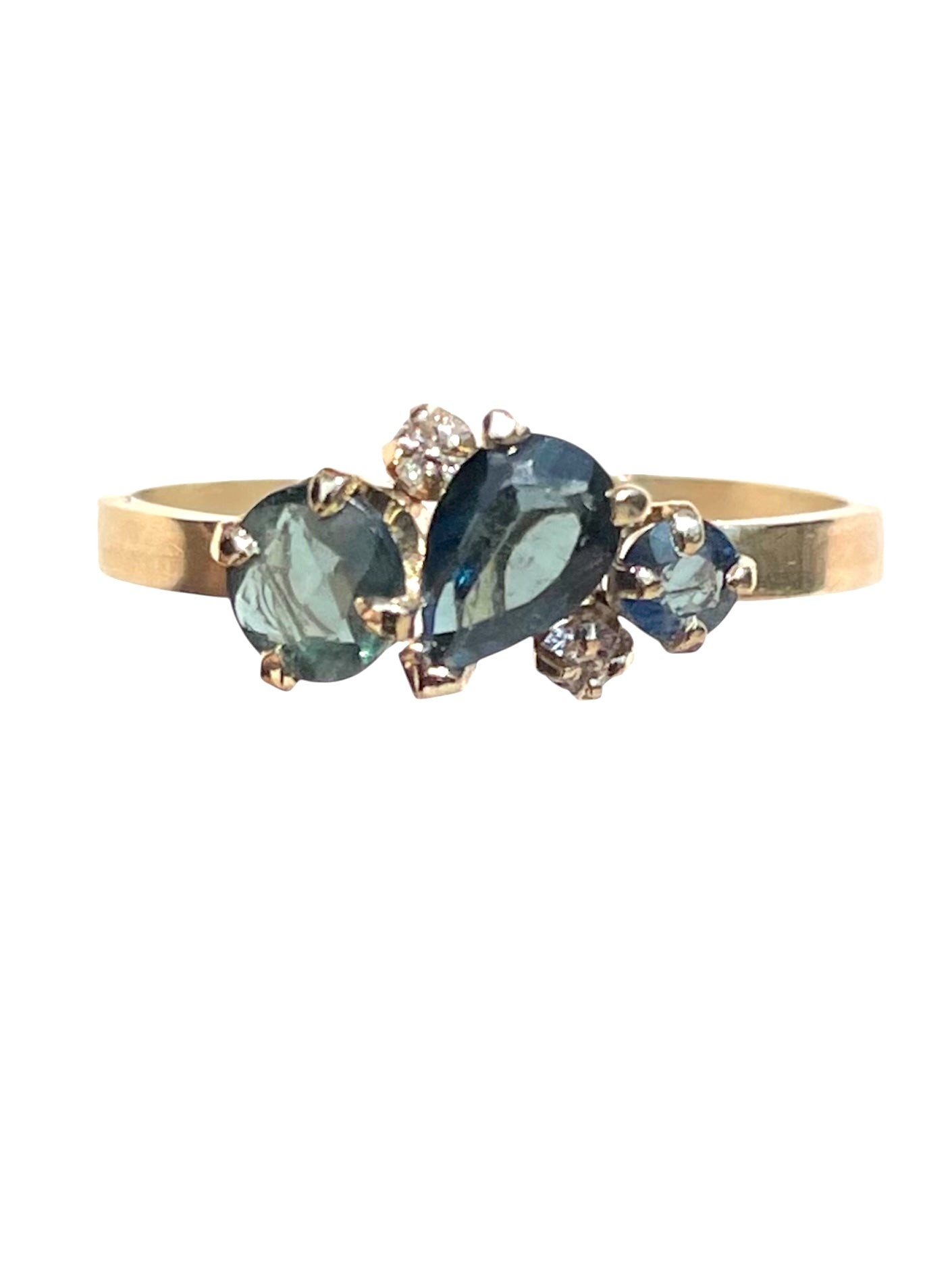 Asymmetrical Sapphire Cluster Ring