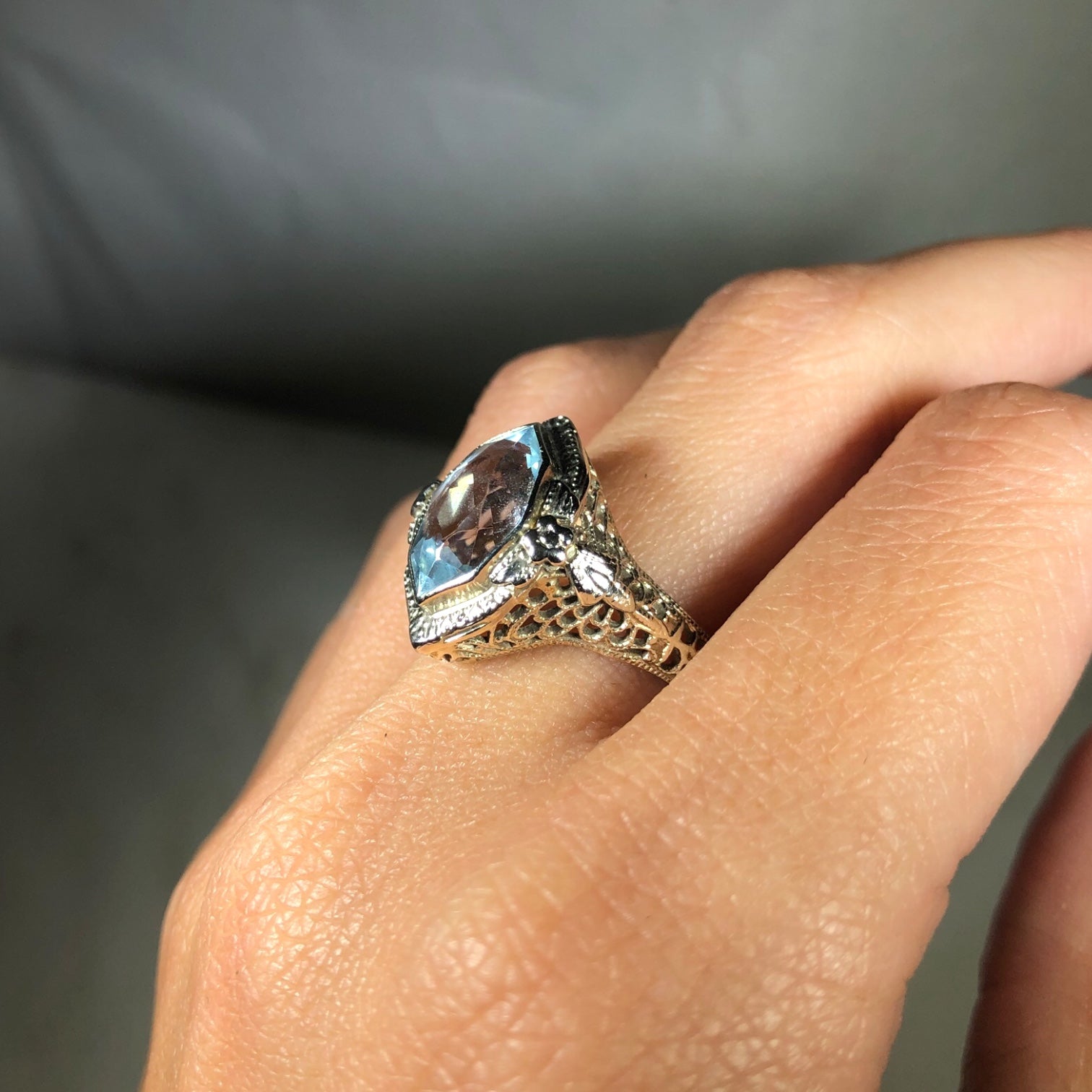 Antique Aquamarine Art Deco Ring