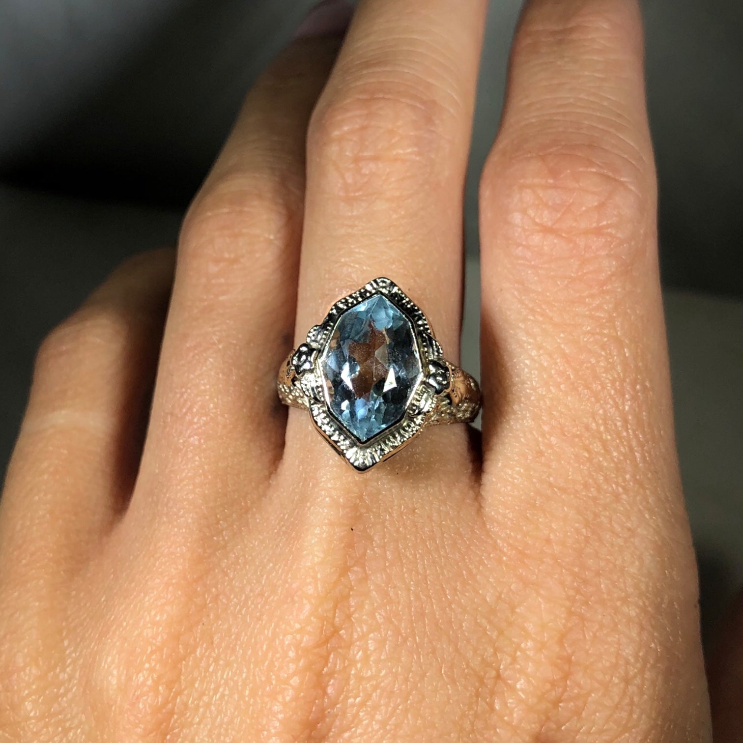 Antique Aquamarine Art Deco Ring