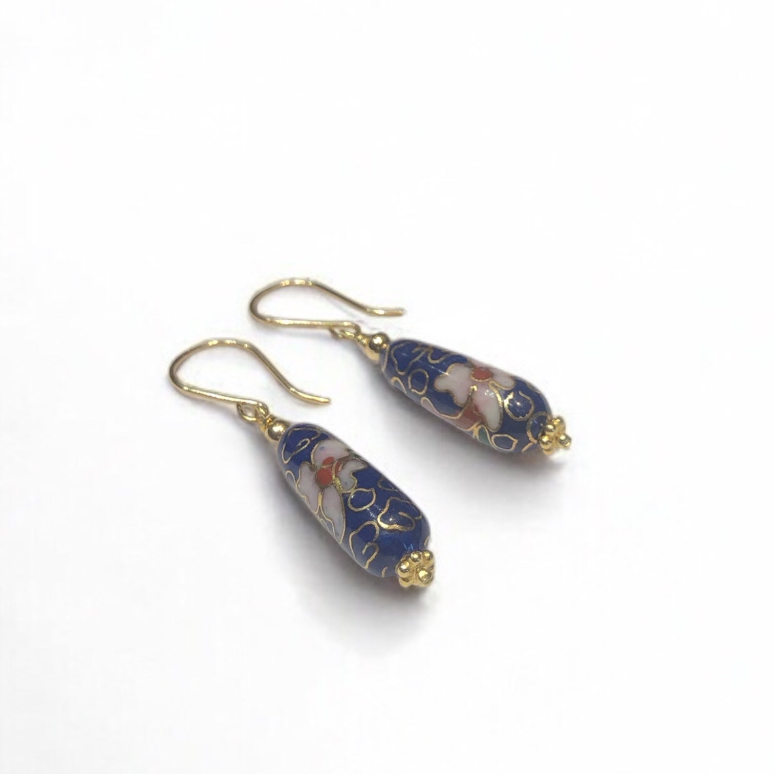 Vintage Blue Cloisonne Earrings