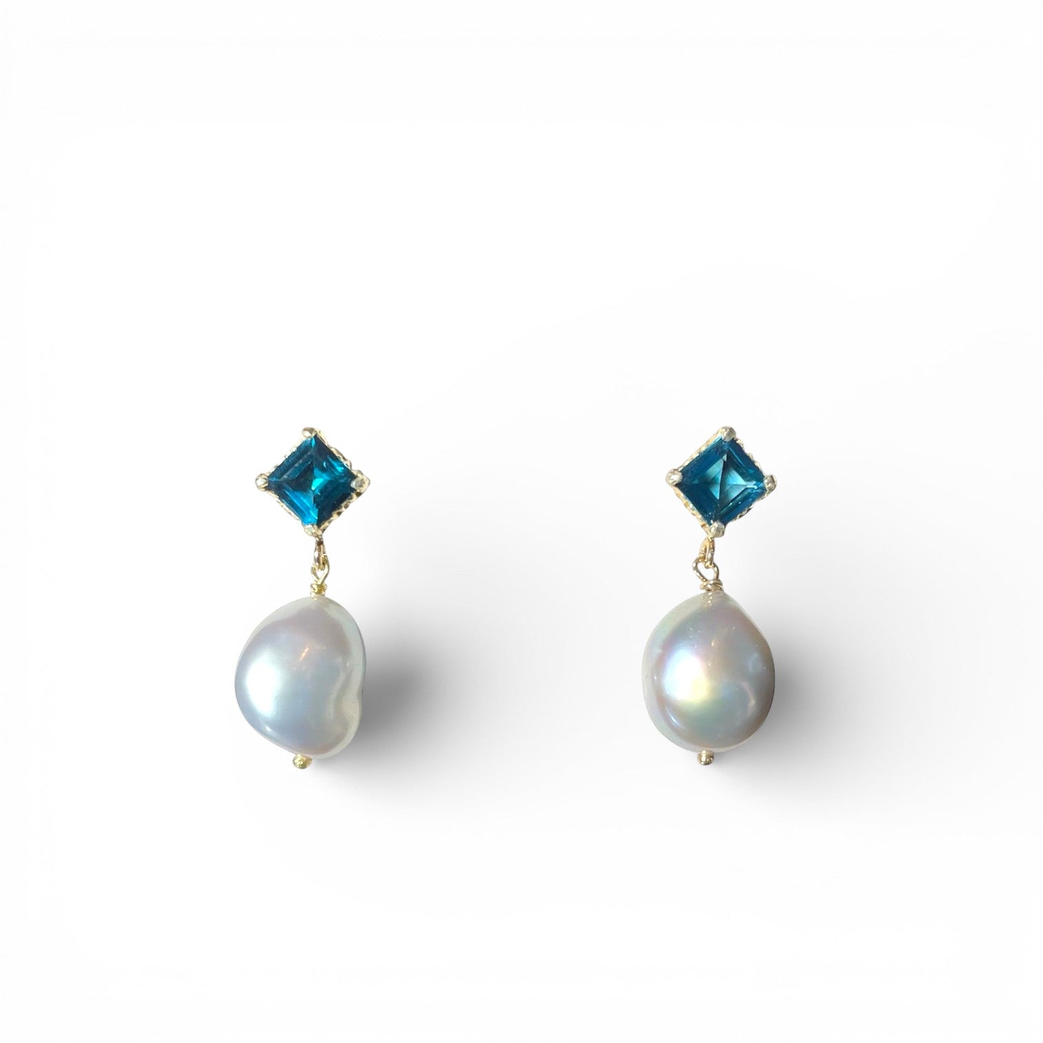 Baroque Pearl and Topaz Earrings