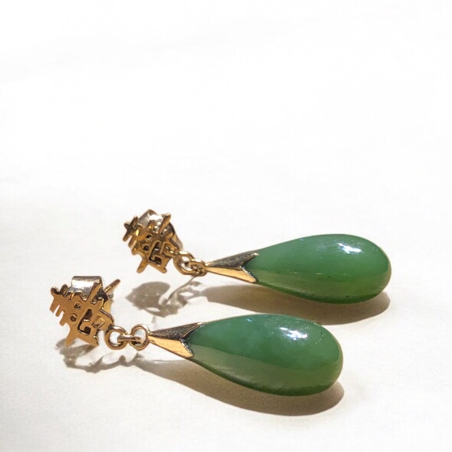 Vintage 14k Jade Earrings