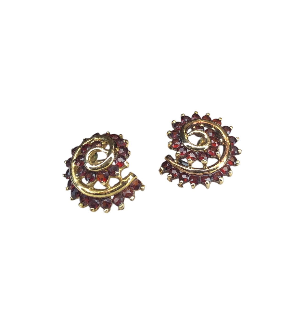 Antique Bohemian Garnet Swirl Statement Studs
