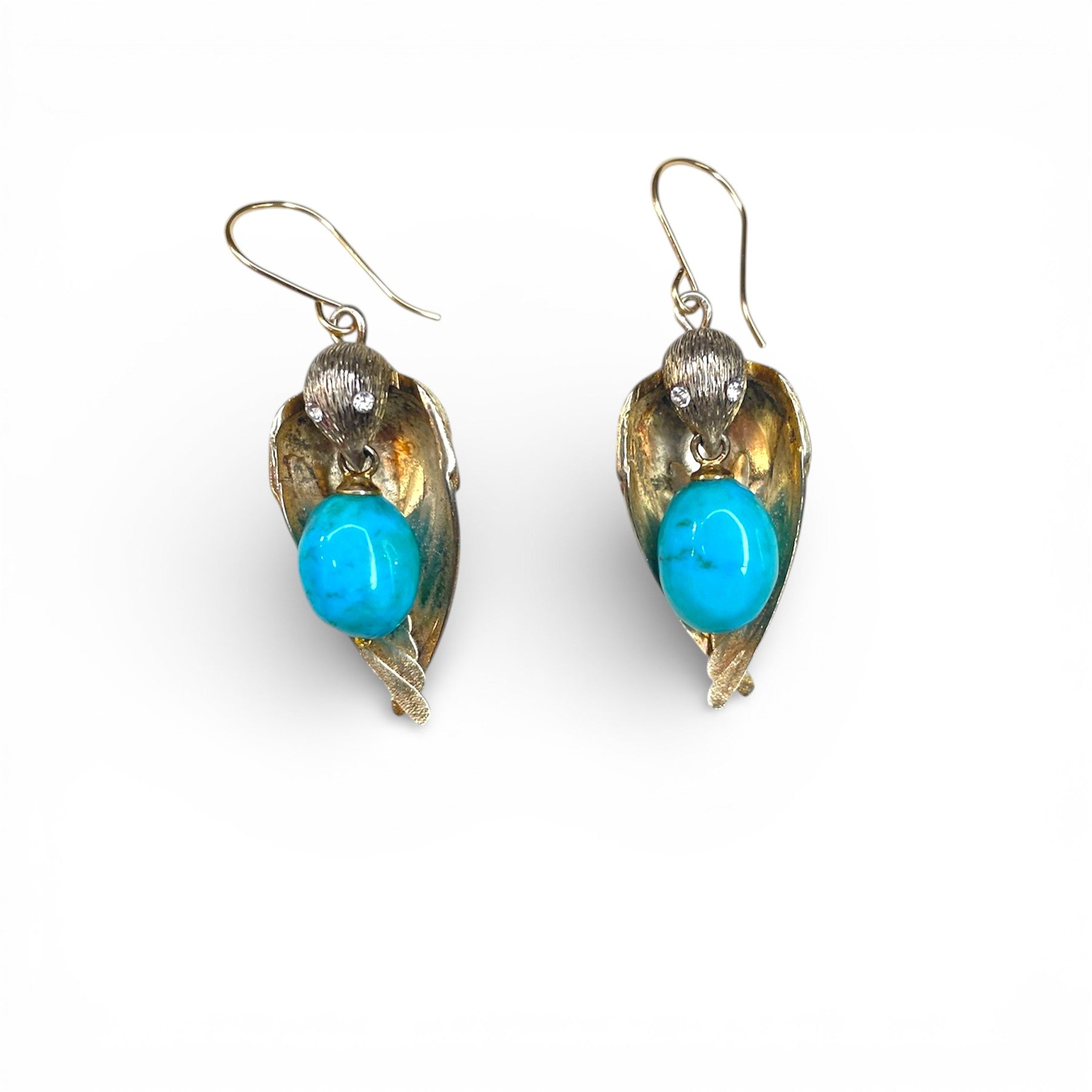 Vintage Gilt Turquoise Earrings