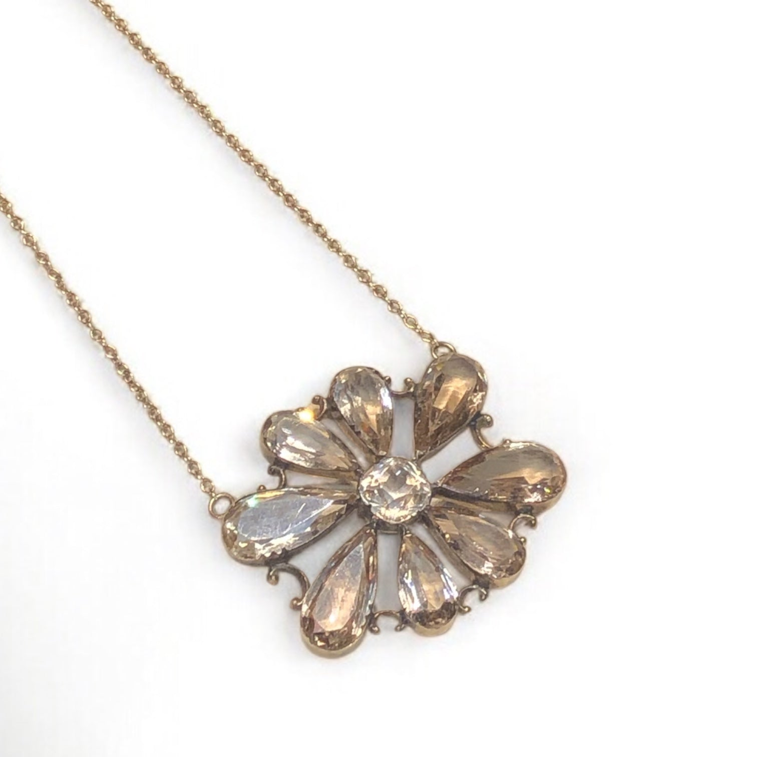 Antique 14k Gold Peach Topaz and Paste Stone