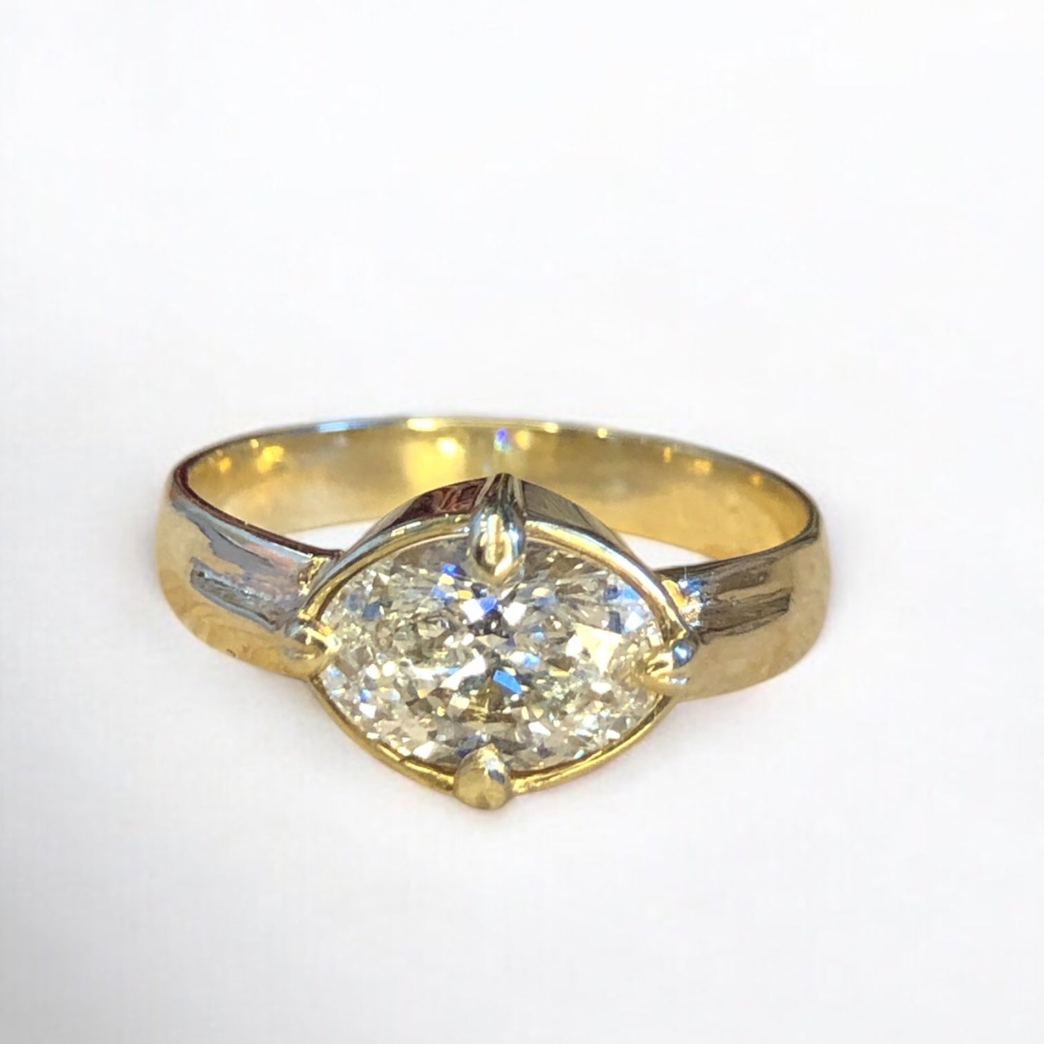 The East West Oval Bezel Wide Band Ring