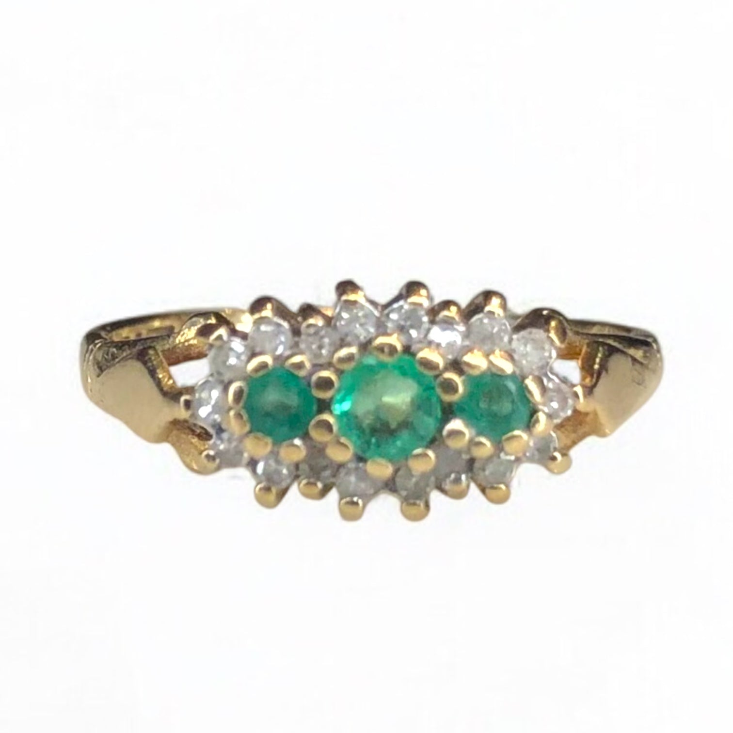 Vintage Emerald and Diamond Trio Ring