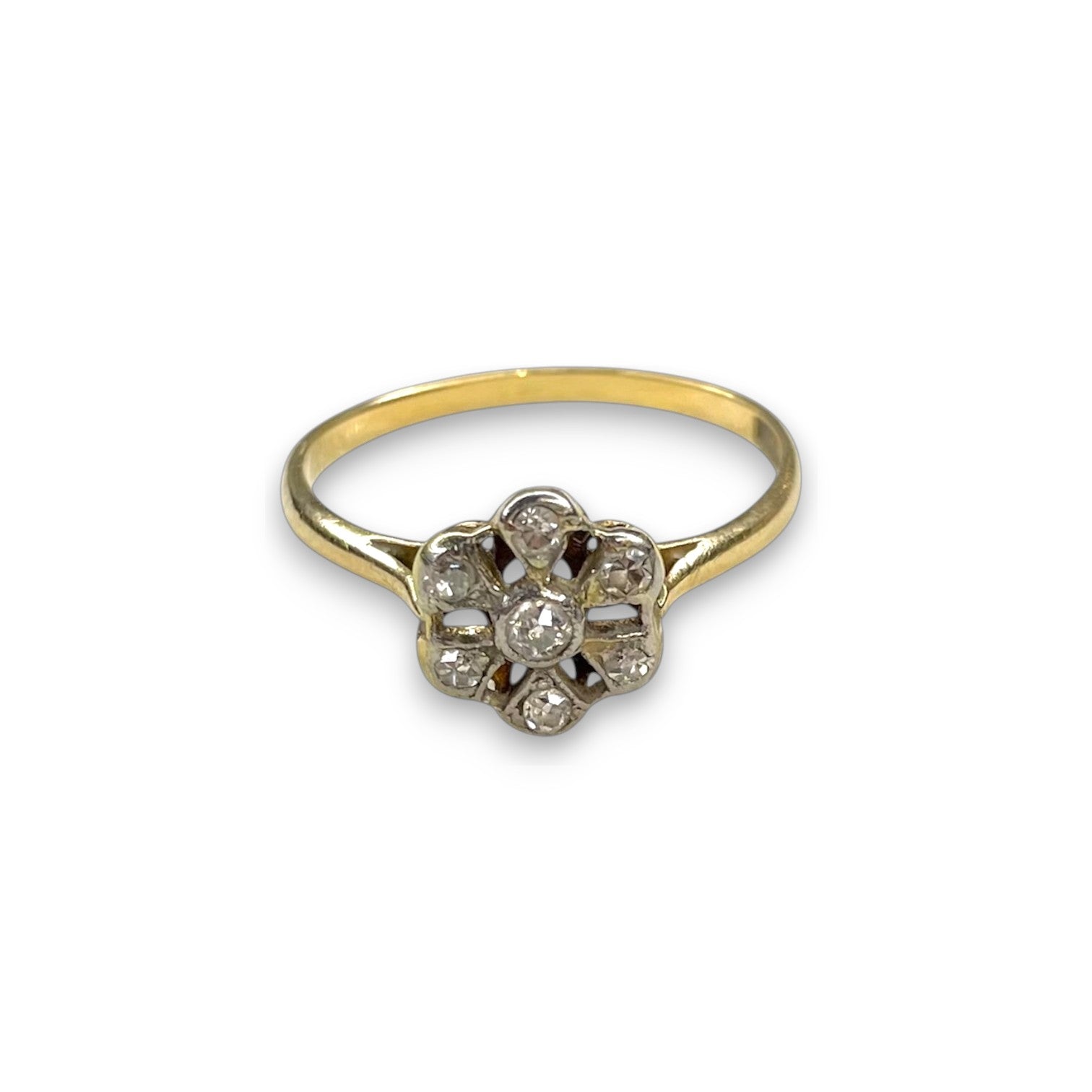 Antique Old Euro Diamond Flower Cluster Ring
