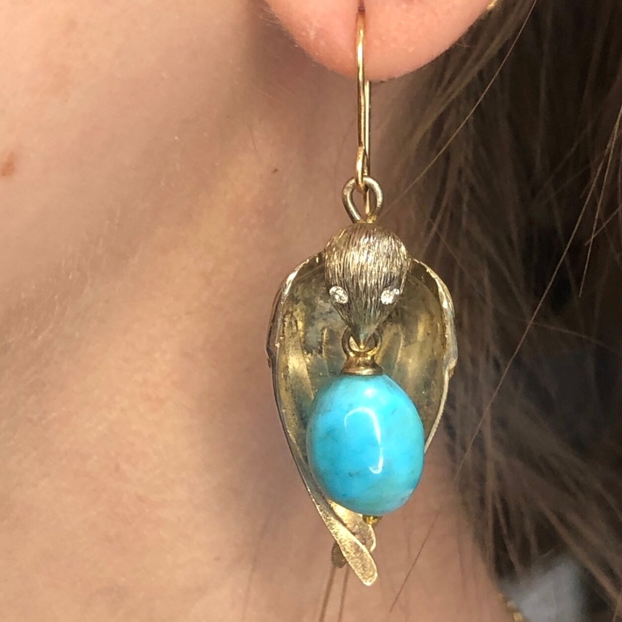 Vintage Gilt Turquoise Earrings