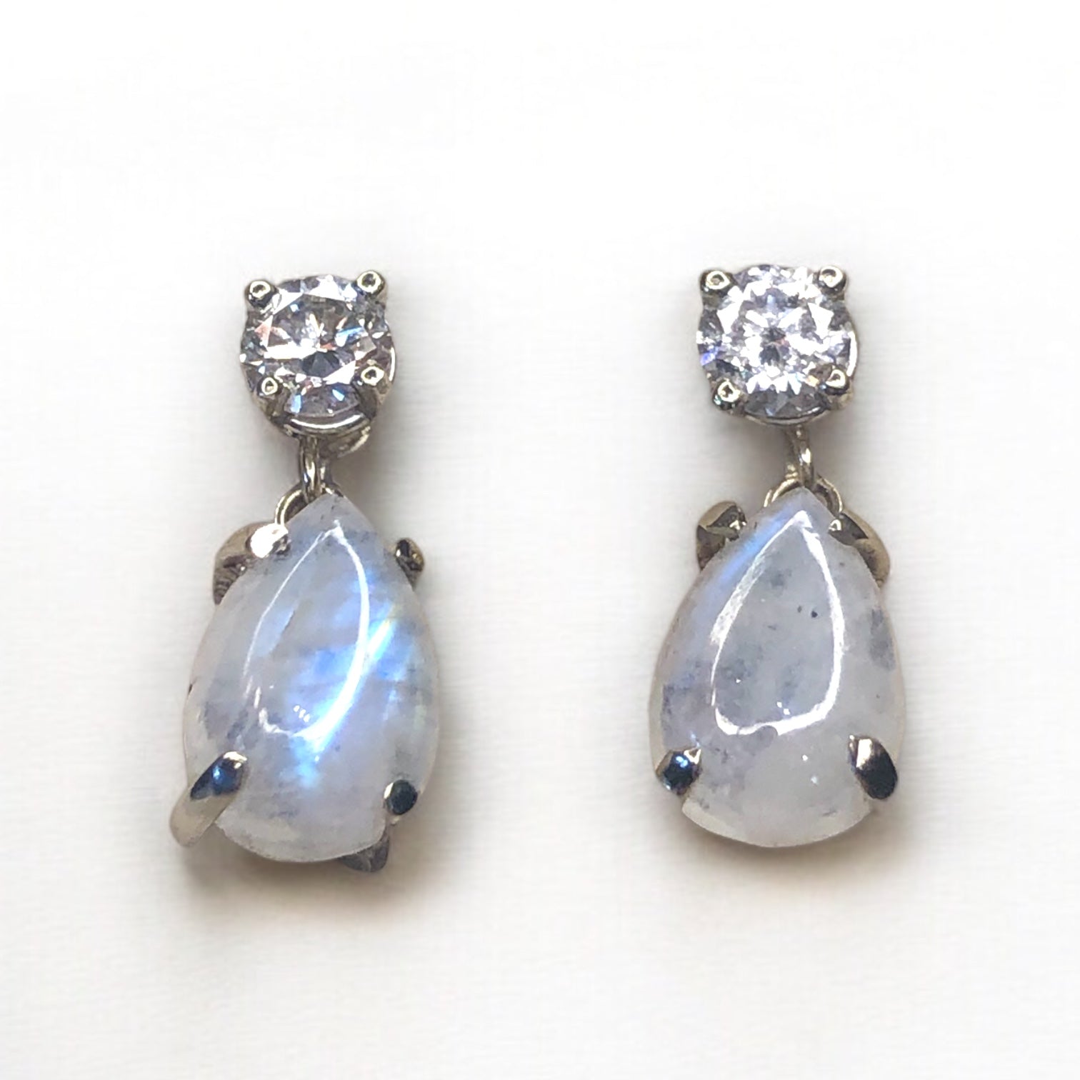Pear Moonstone and Diamond Drops