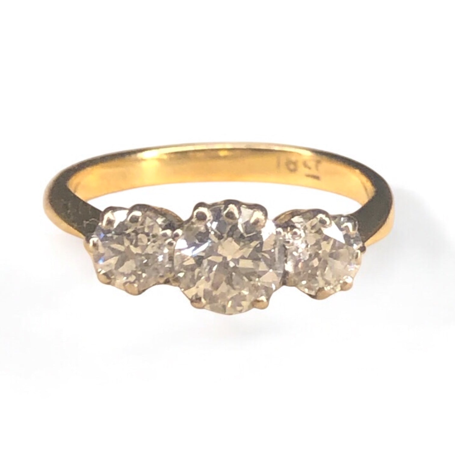 Antique 18k & Platinum Trio Engagement Ring