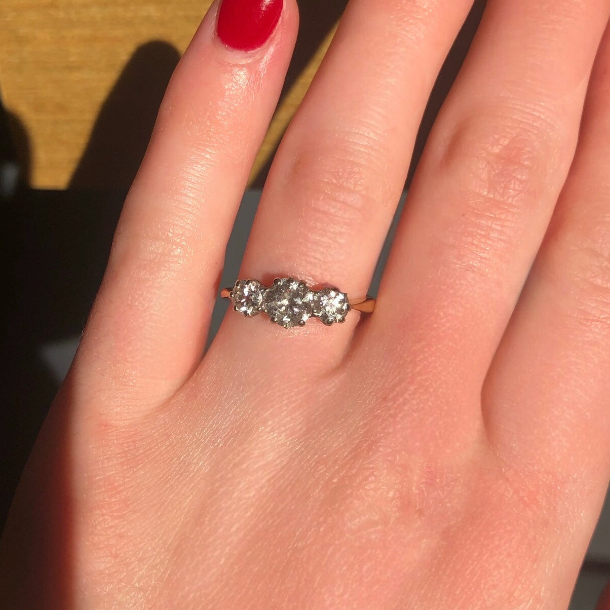 Antique 18k & Platinum Trio Engagement Ring