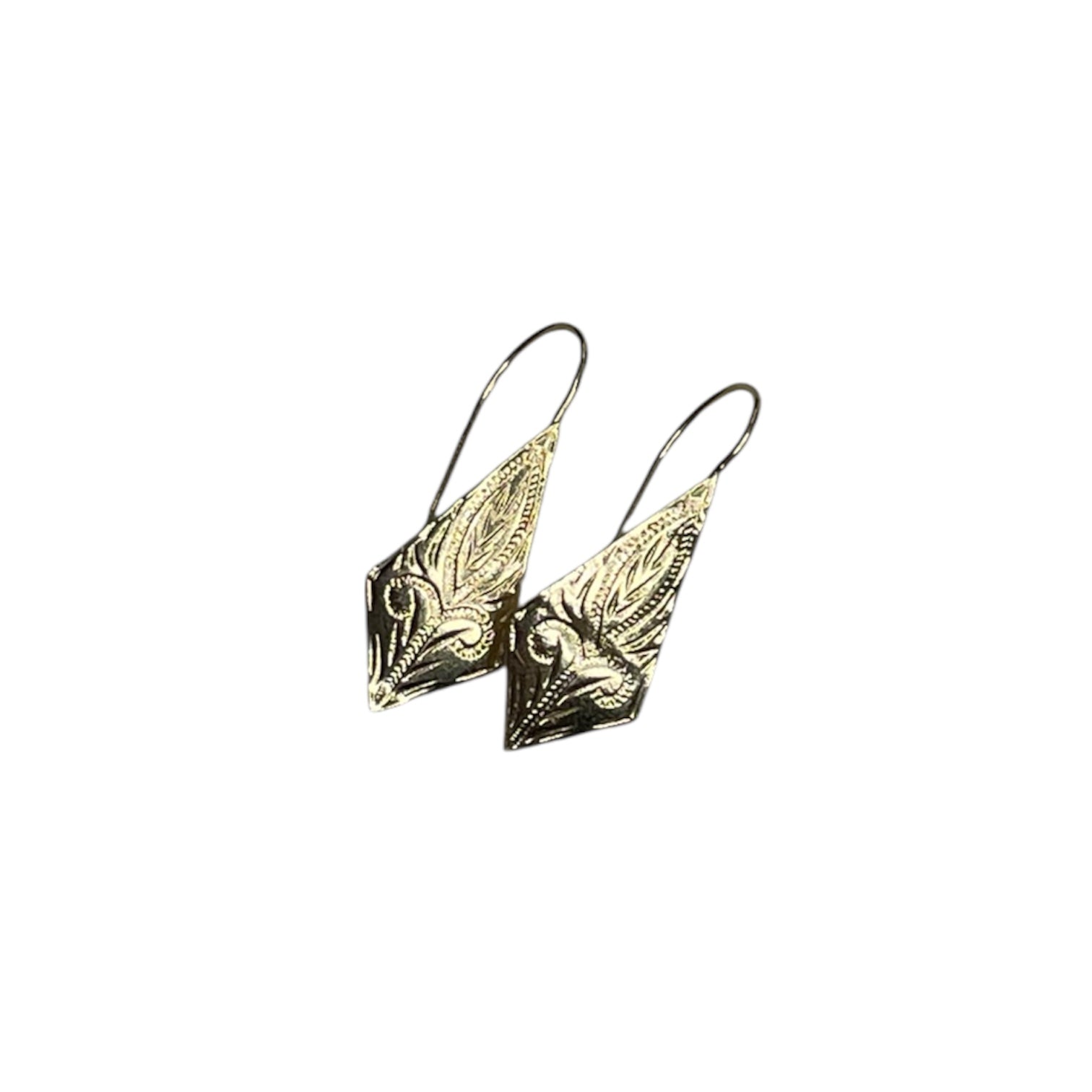 Antique 14k yellow gold lightweight and engraved earrings.