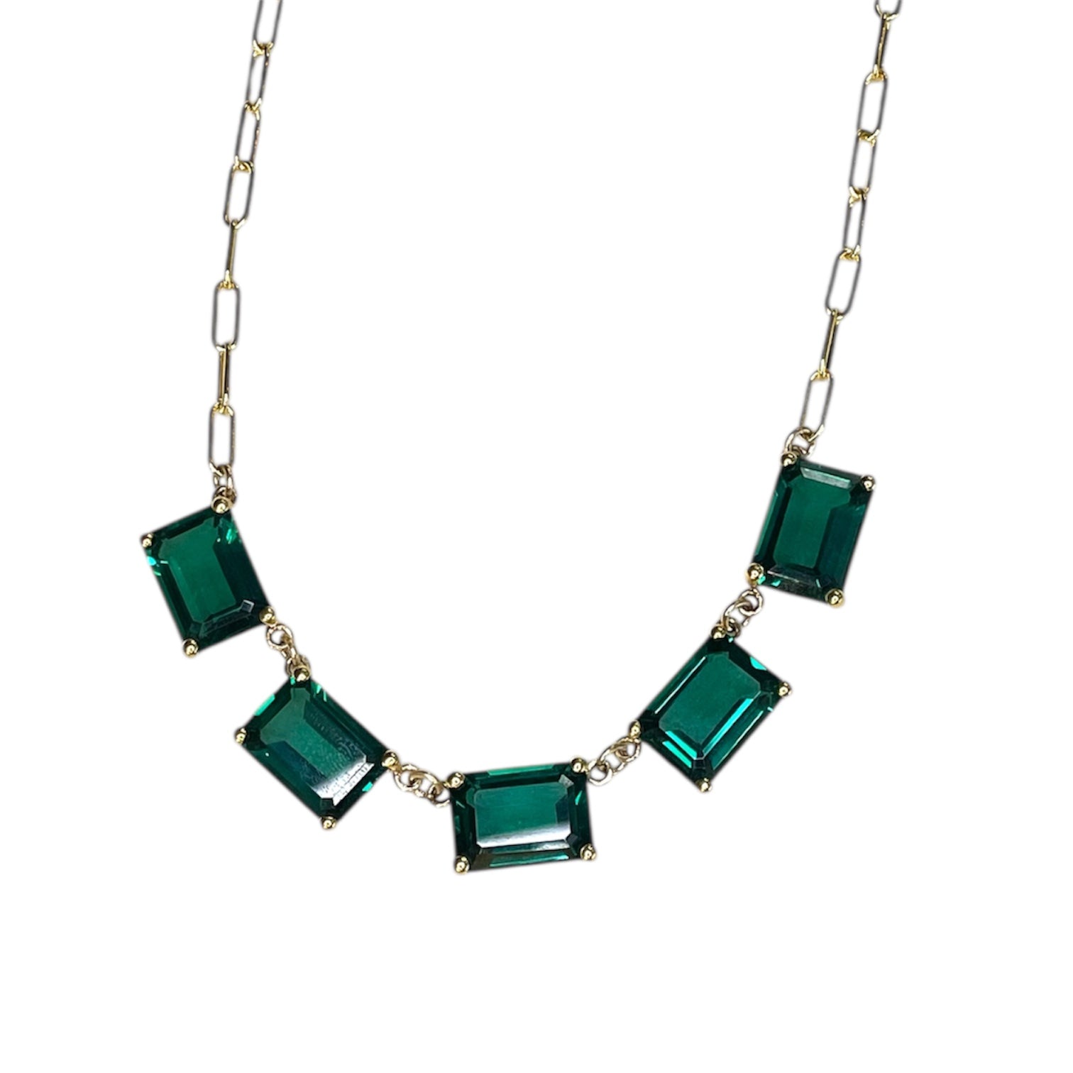 Emerald-Cut Sapphire Five Stone Paperclip Chain