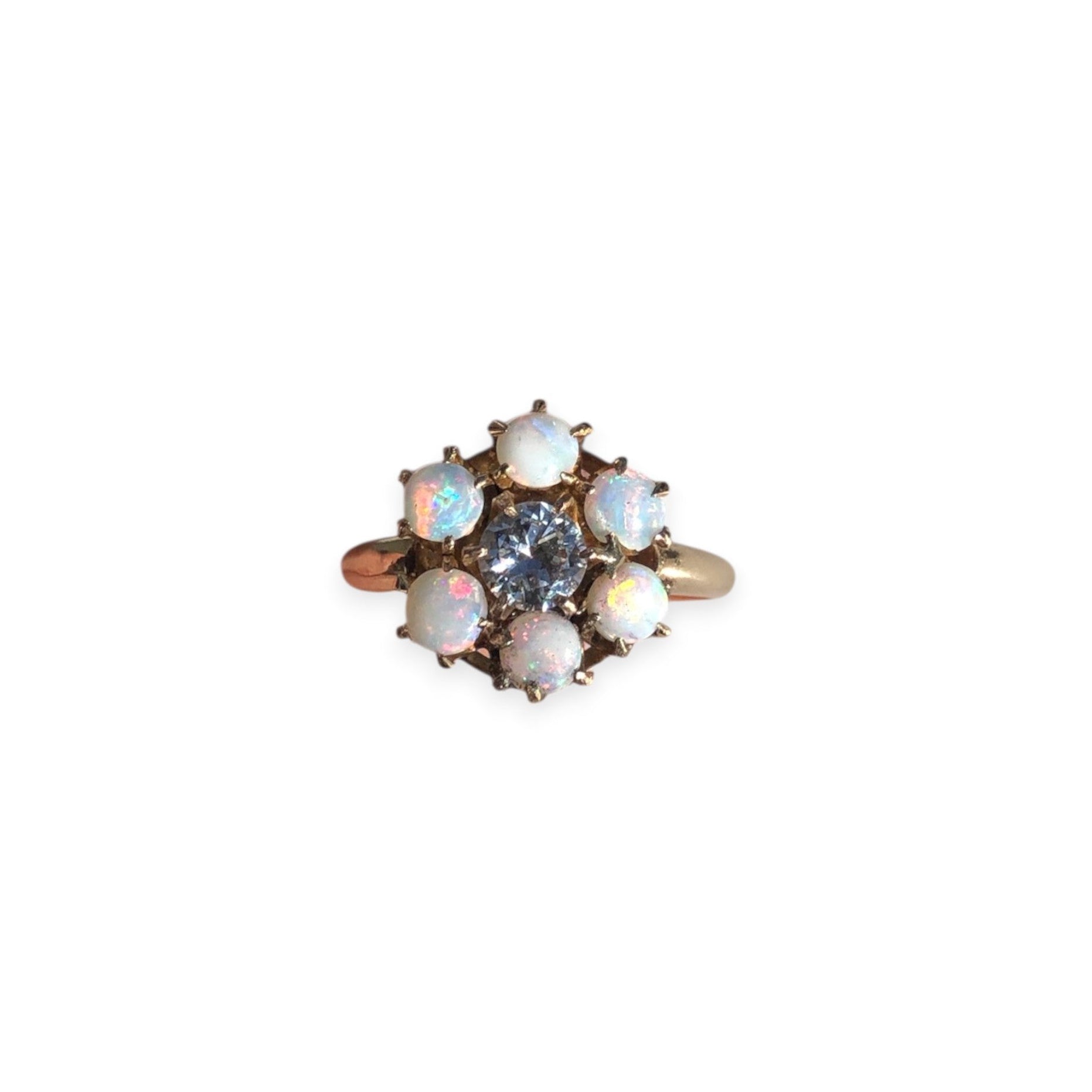 Vintage 10k Gold Opal Halo Ring
