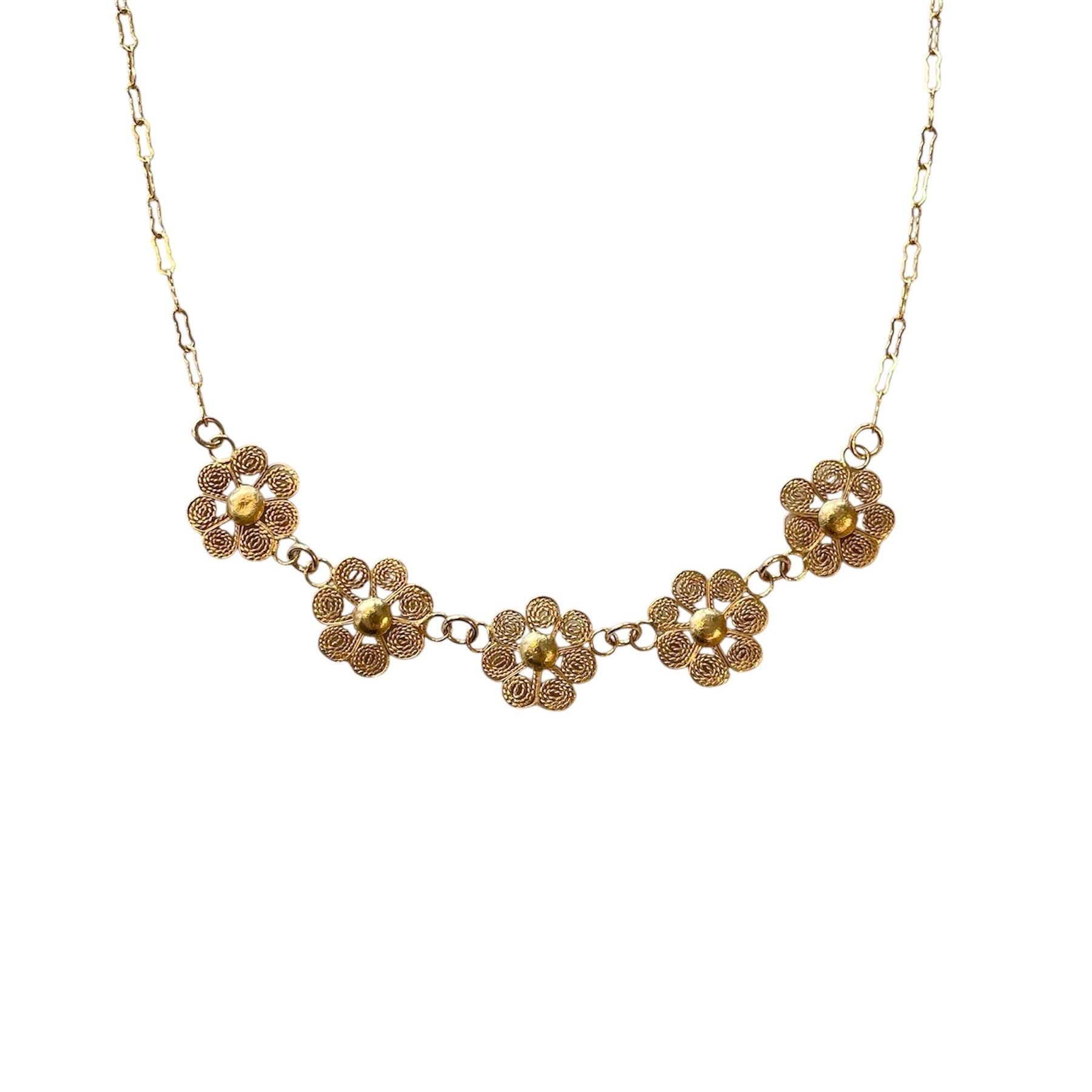 Vintage Cannetille Flower Necklace