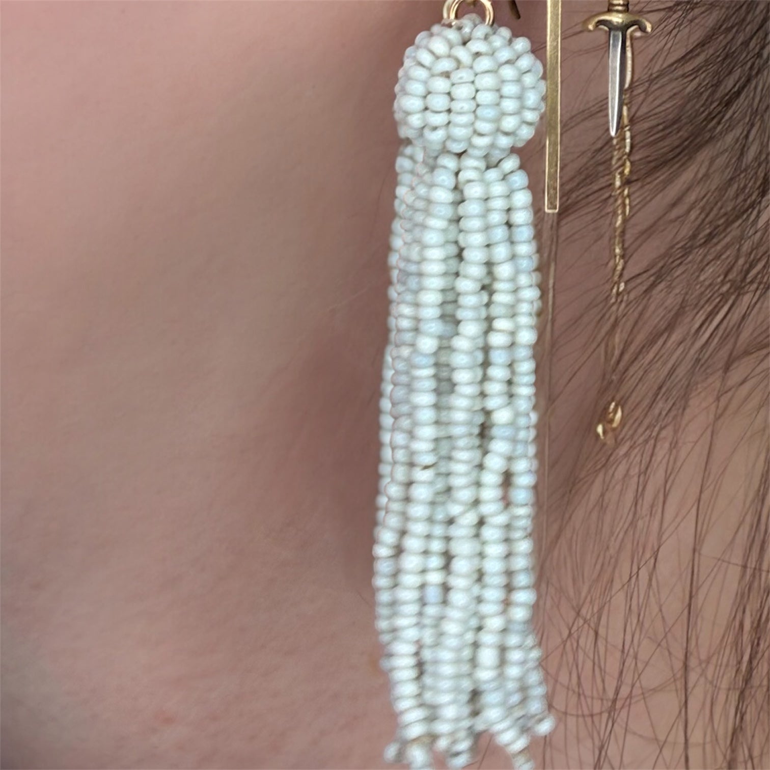 Victorian Seed Bead Pearl Earrings